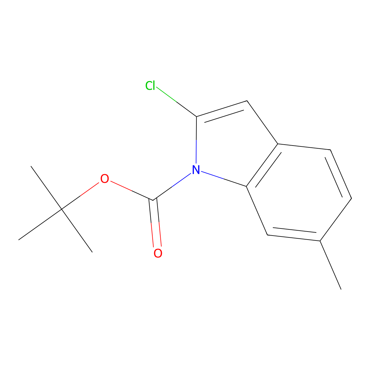 tert-butyl 2-chloro-6-methyl-1H-indole-1-carboxylate molecular structure, CAS 1881331-16-3