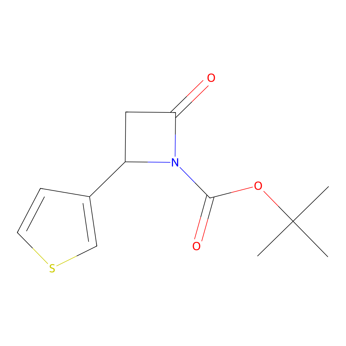 Tert-butyl 2-oxo-4-(thiophen-3-yl)azetidine-1-carboxylate molecular structure, CAS 1881331-17-4