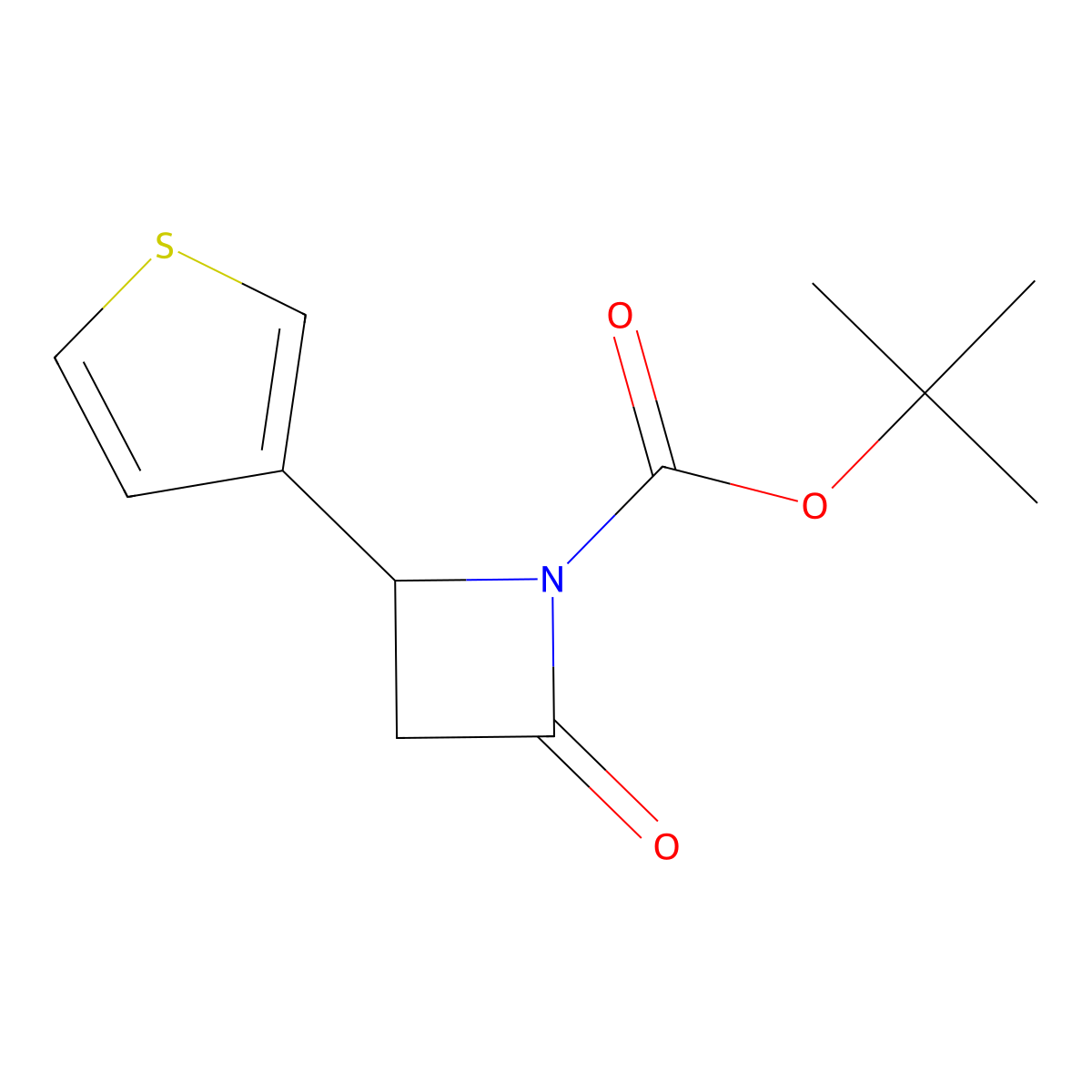 Tert-butyl 2-oxo-4-(thiophen-3-yl)azetidine-1-carboxylate molecular structure, CAS 1881331-17-4