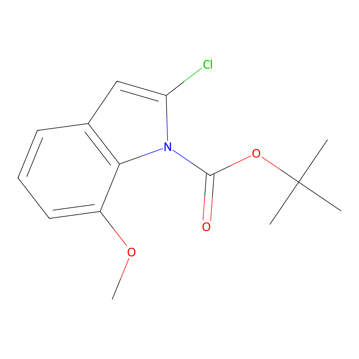 tert-butyl 2-chloro-7-methoxy-1H-indole-1-carboxylate molecular structure, CAS 1881331-18-5