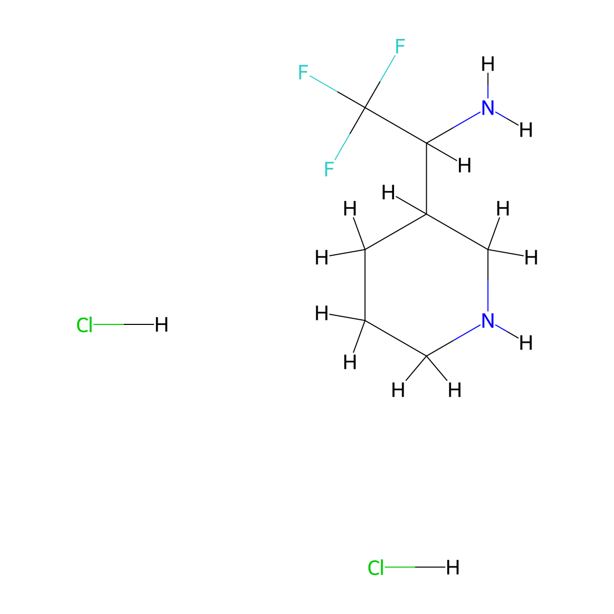 2,2,2-Trifluoro-1-(piperidin-3-yl)ethanamine dihydrochloride molecular structure, CAS 1881331-20-9