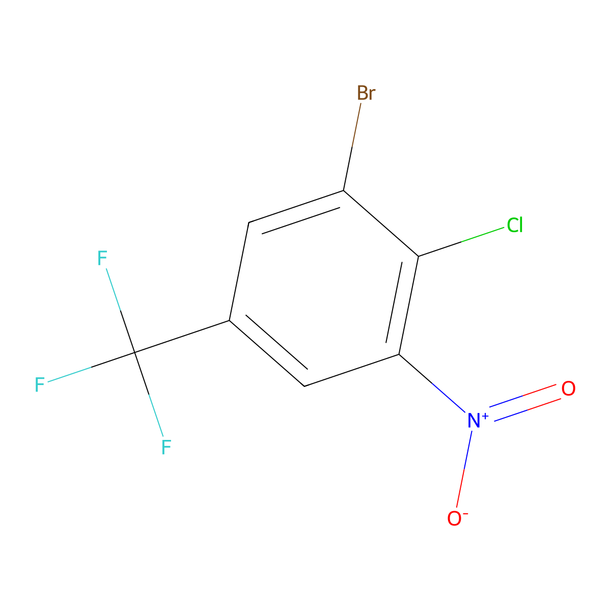 1-Bromo-2-chloro-3-nitro-5-(trifluoromethyl)benzene molecular structure, CAS 1881331-27-6