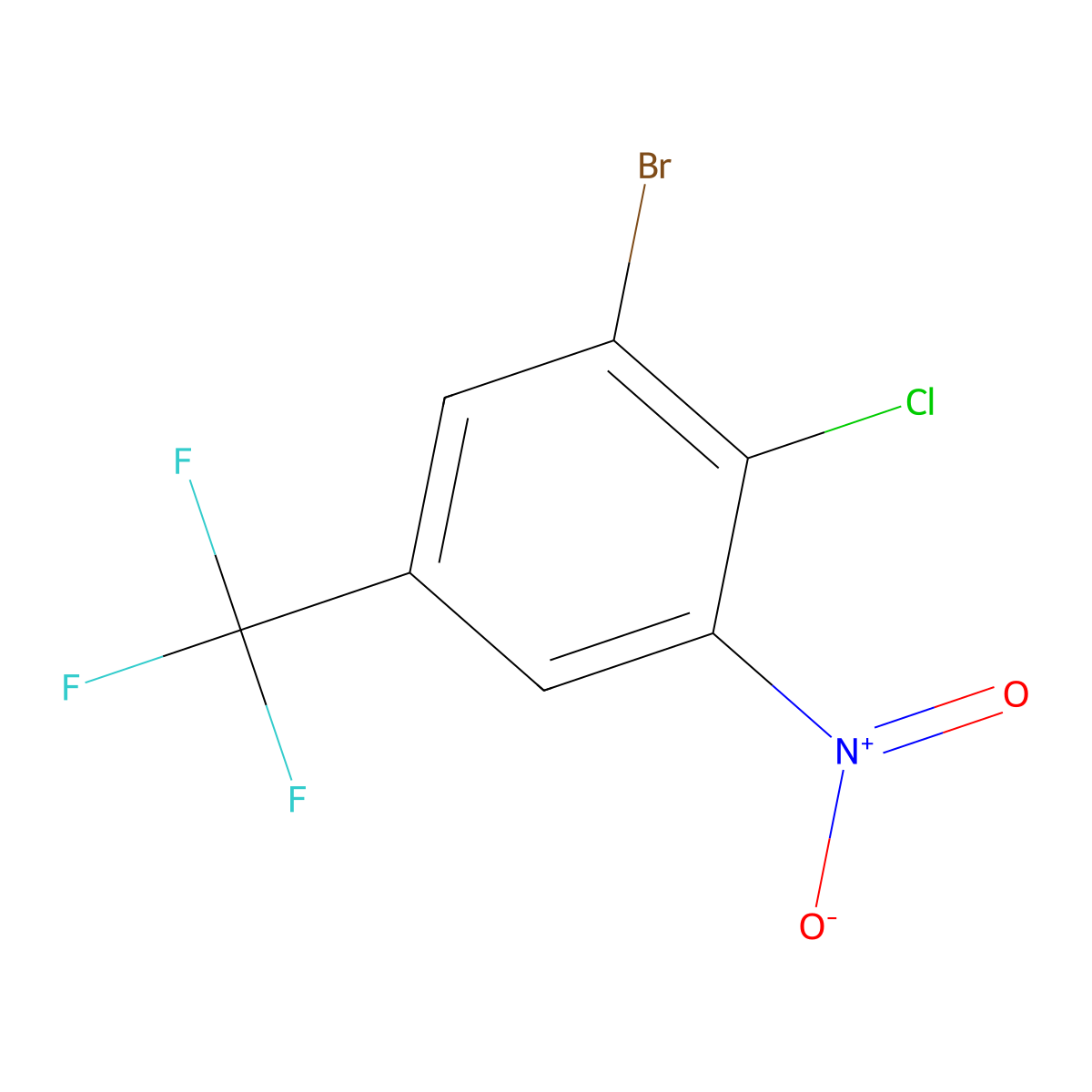 1-Bromo-2-chloro-3-nitro-5-(trifluoromethyl)benzene molecular structure, CAS 1881331-27-6