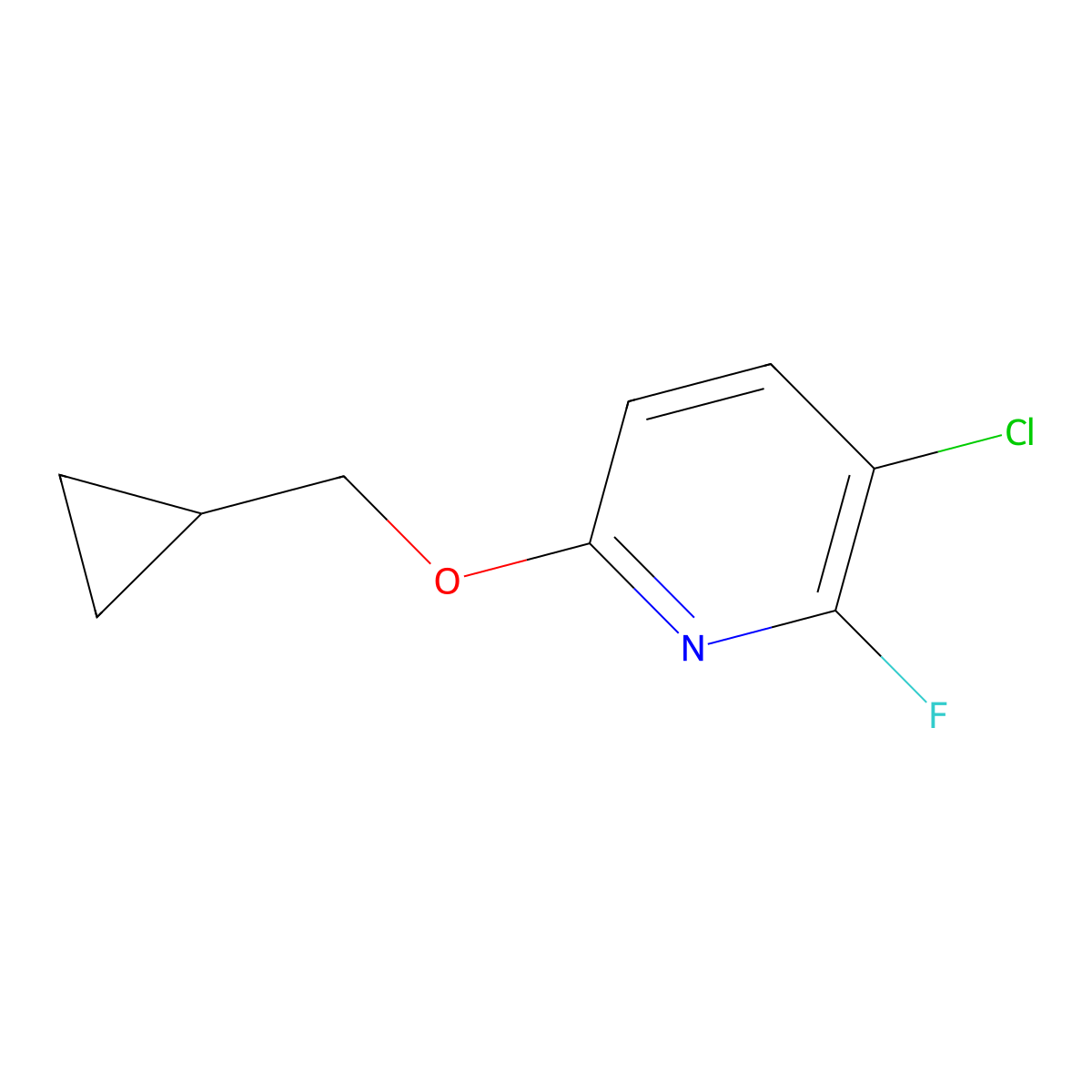 3-Chloro-6-(cyclopropylmethoxy)-2-fluoropyridine molecular structure, CAS 1881331-35-6