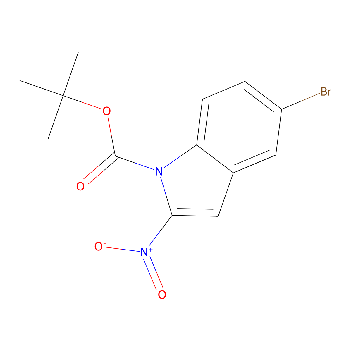 tert-butyl 5-bromo-2-nitro-1H-indole-1-carboxylate molecular structure, CAS 1881331-38-9