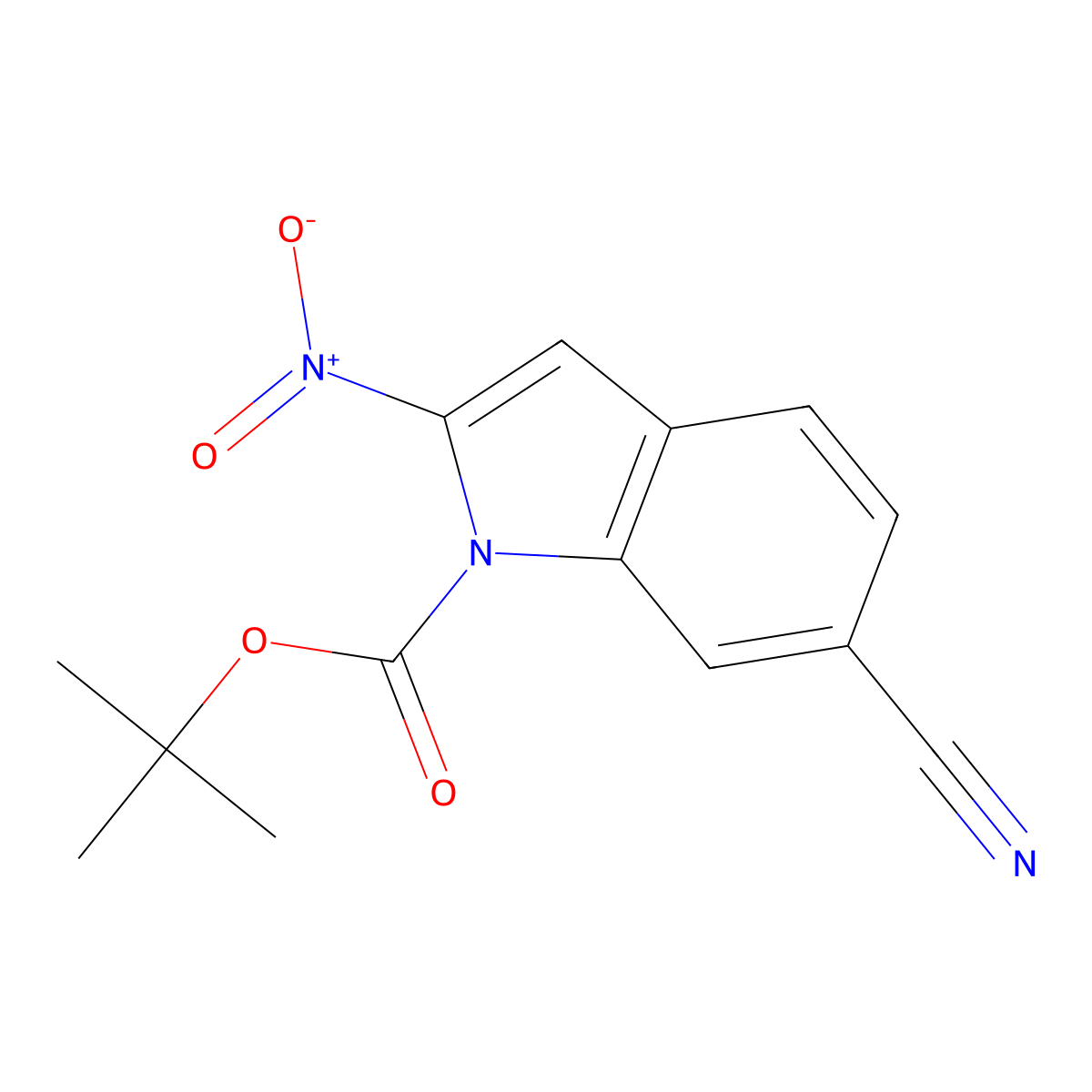 tert-butyl 6-cyano-2-nitro-1H-indole-1-carboxylate molecular structure, CAS 1881331-44-7