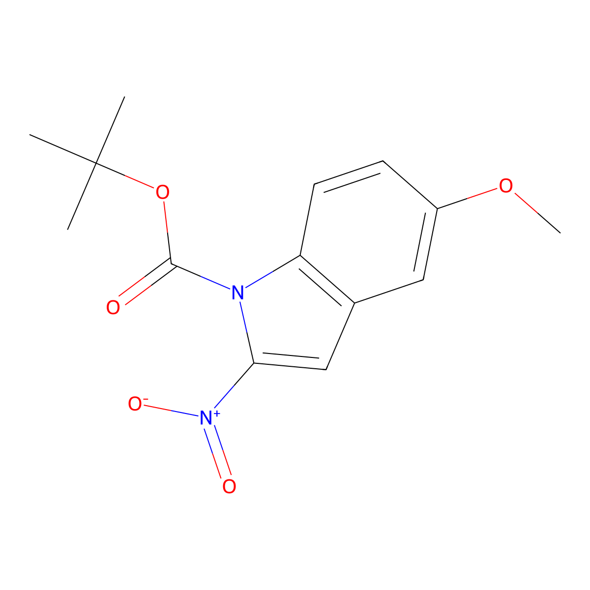tert-butyl 5-methoxy-2-nitro-1H-indole-1-carboxylate molecular structure, CAS 1881331-50-5