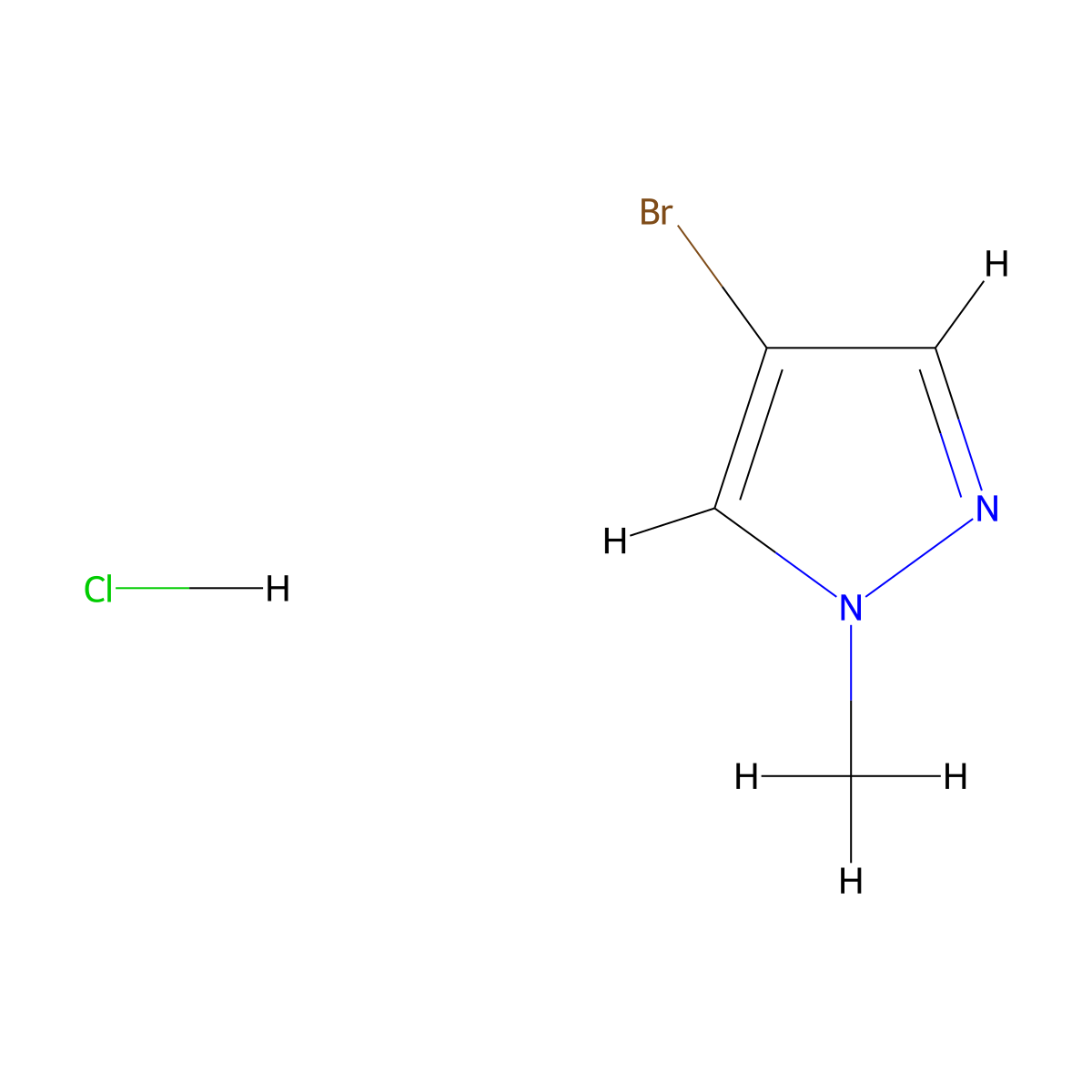 4-bromo-1-methyl-1H-pyrazole hydrochloride molecular structure, CAS 1881331-69-6