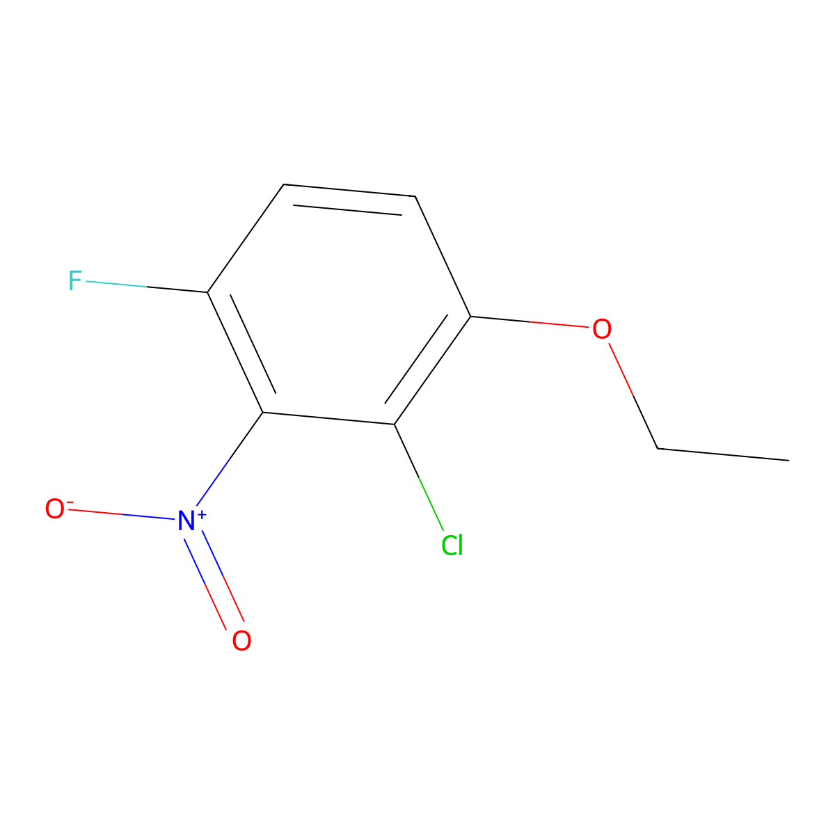 2-Chloro-1-ethoxy-4-fluoro-3-nitrobenzene molecular structure, CAS 1881331-76-5