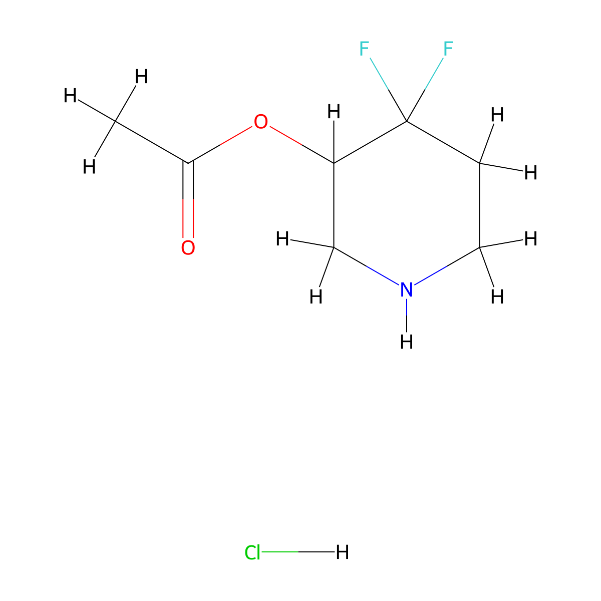 4,4-Difluoropiperidin-3-yl acetate hydrochloride molecular structure, CAS 1881331-81-2
