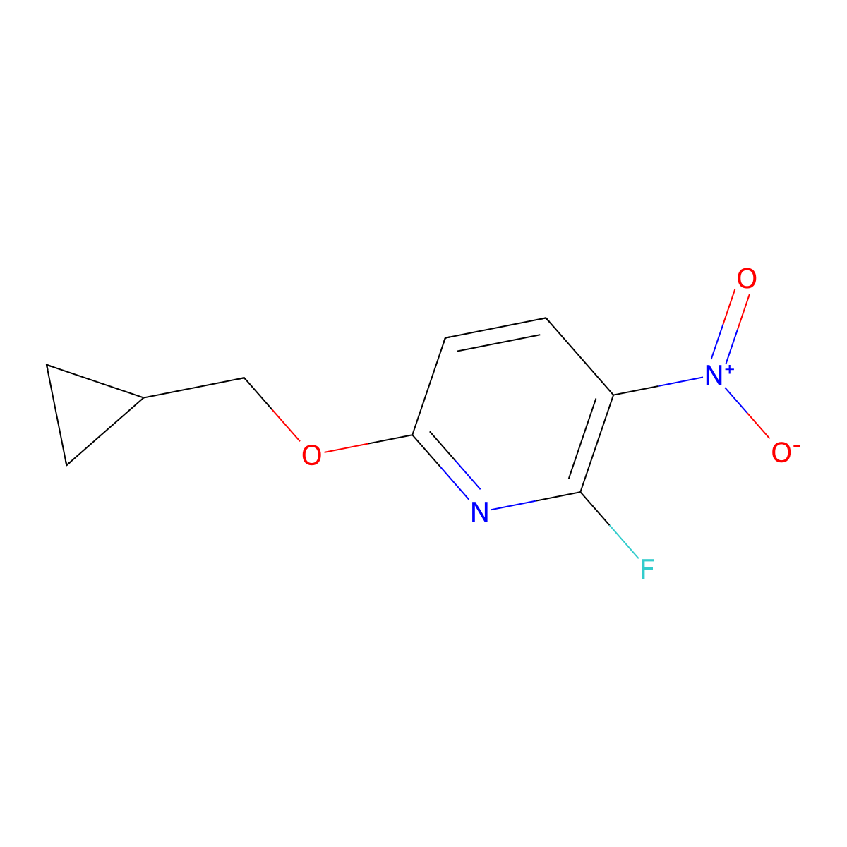 6-(Cyclopropylmethoxy)-2-fluoro-3-nitropyridine molecular structure, CAS 1881331-88-9