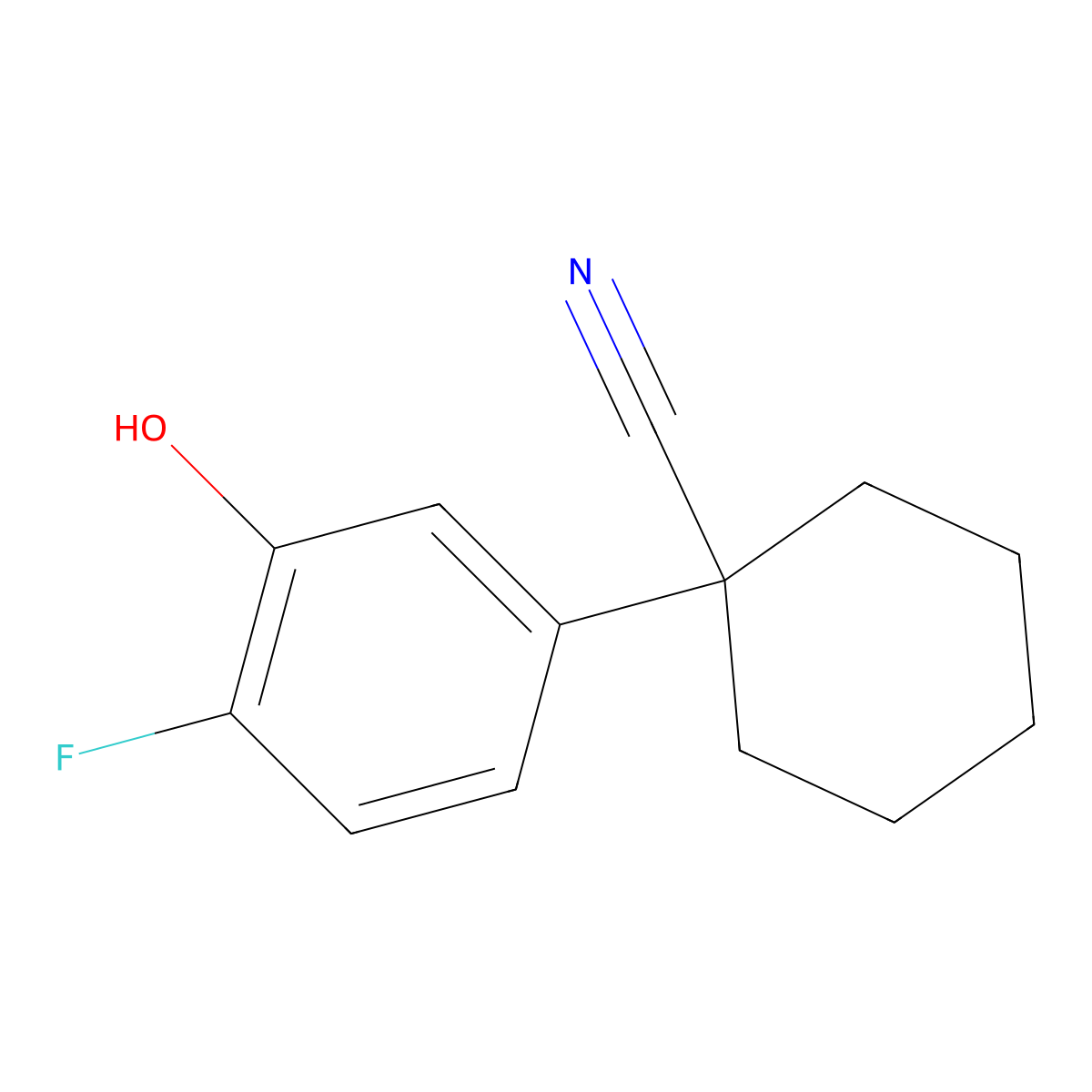 1-(4-Fluoro-3-hydroxyphenyl)cyclohexane-1-carbonitrile molecular structure, CAS 1881331-89-0