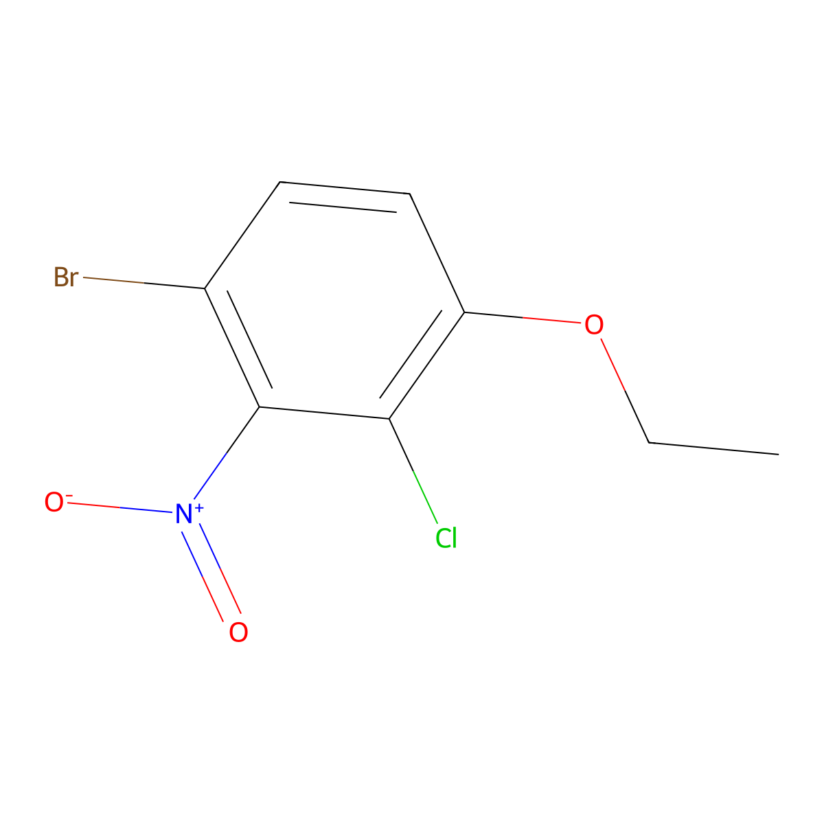 1-Bromo-3-chloro-4-ethoxy-2-nitrobenzene molecular structure, CAS 1881331-91-4