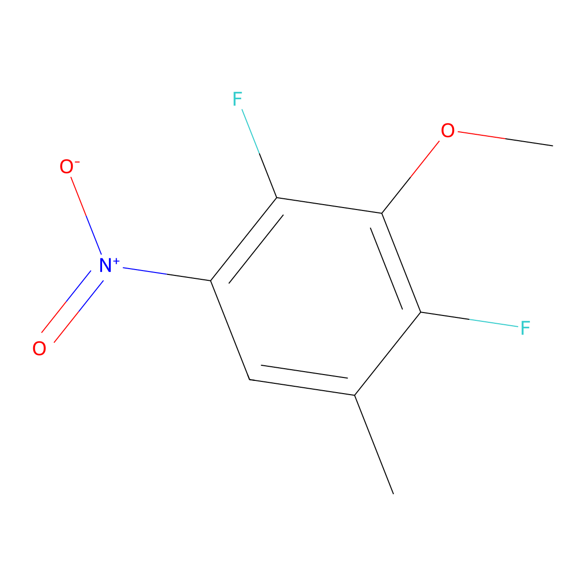 2,4-Difluoro-3-methoxy-1-methyl-5-nitrobenzene molecular structure, CAS 1881331-96-9