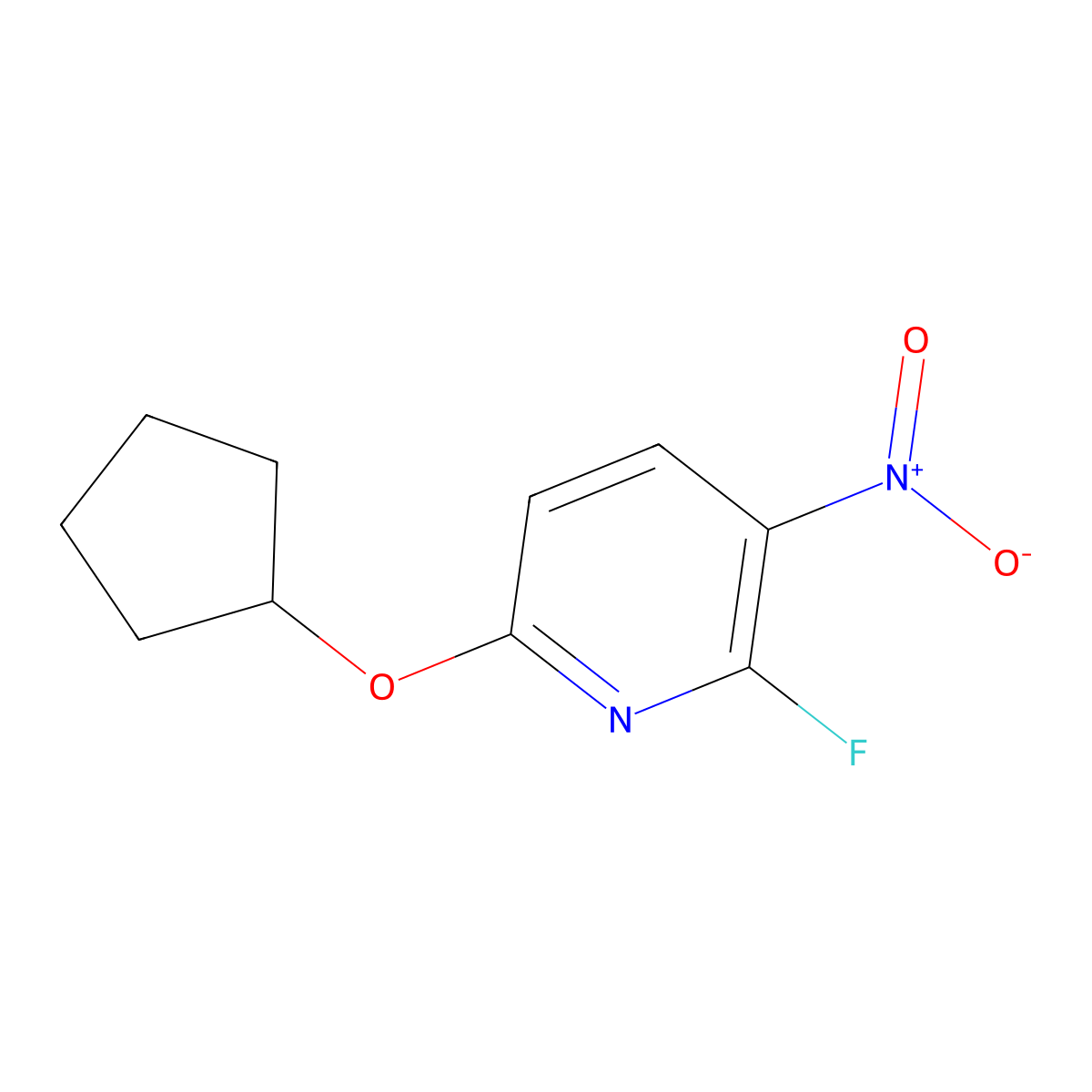6-(Cyclopentyloxy)-2-fluoro-3-nitropyridine molecular structure, CAS 1881332-00-8