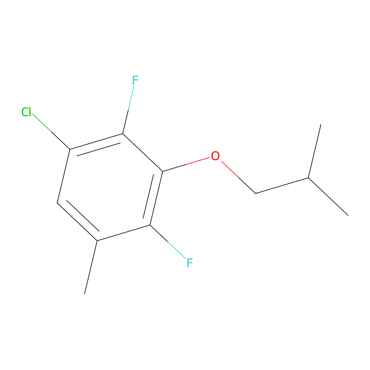 1-Chloro-2,4-difluoro-5-methyl-3-(2-methylpropoxy)benzene molecular structure, CAS 1881332-04-2