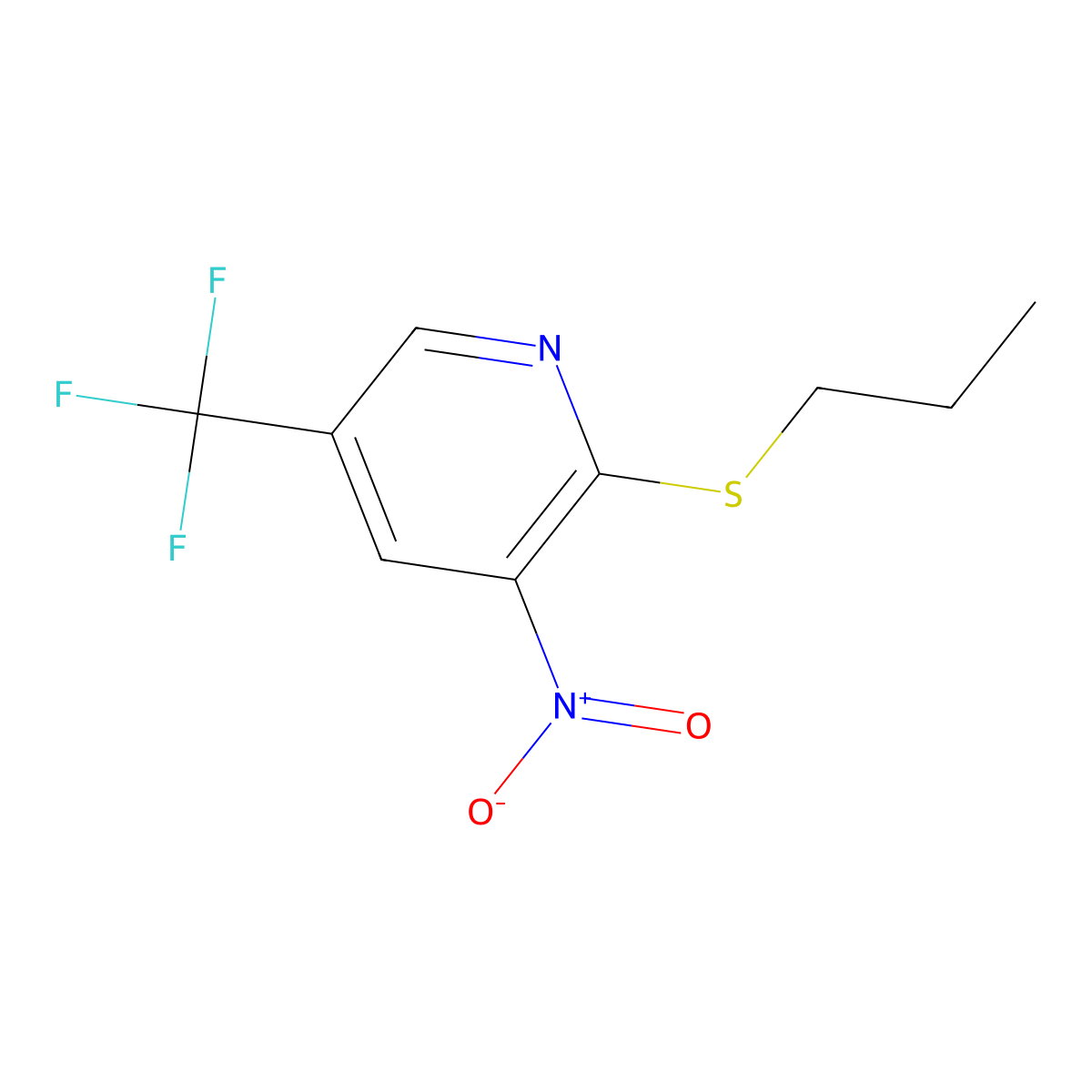 3-Nitro-2-(propylsulfanyl)-5-(trifluoromethyl)pyridine molecular structure, CAS 1881332-21-3