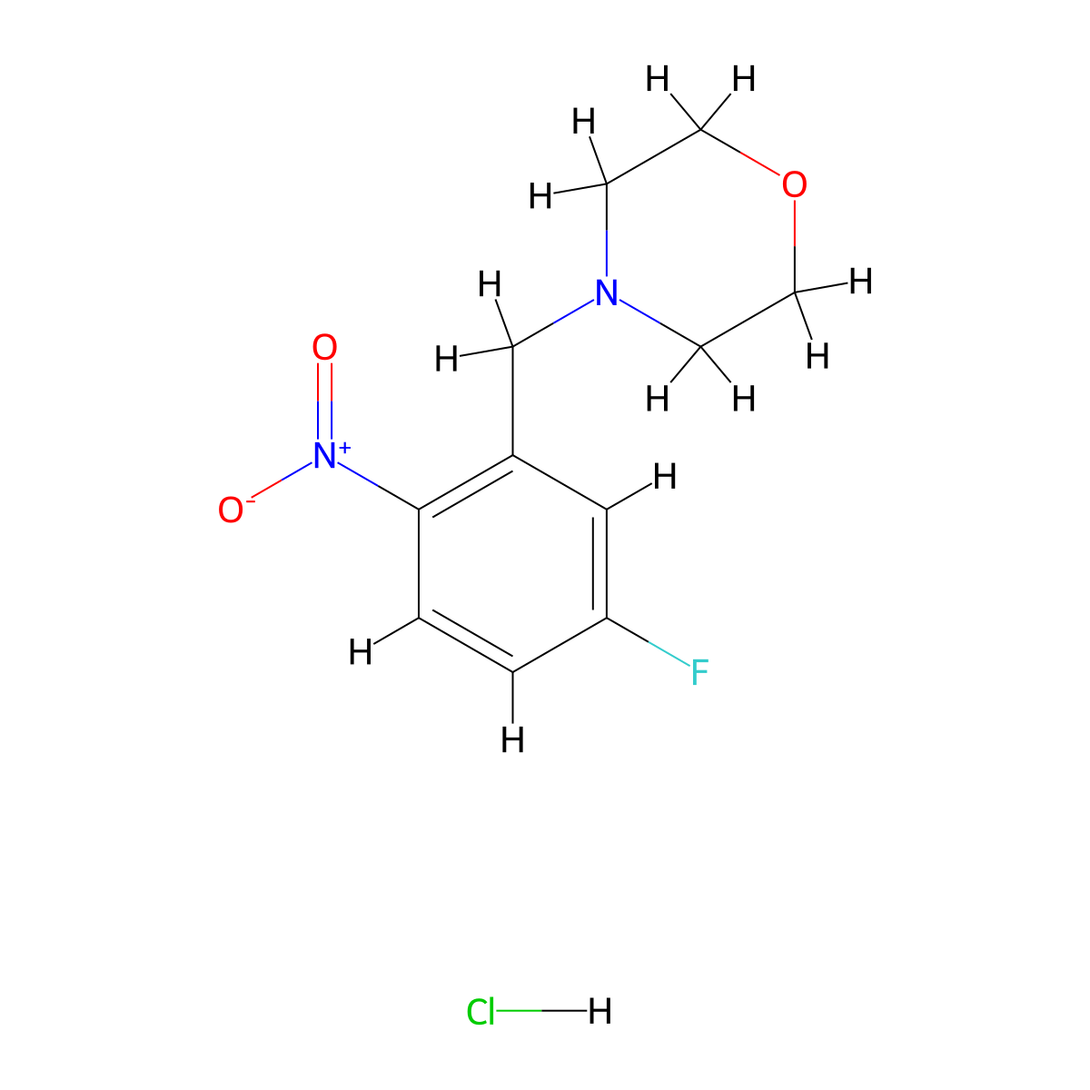 4-[(5-Fluoro-2-nitrophenyl)methyl]morpholine hydrochloride molecular structure, CAS 1881332-34-8
