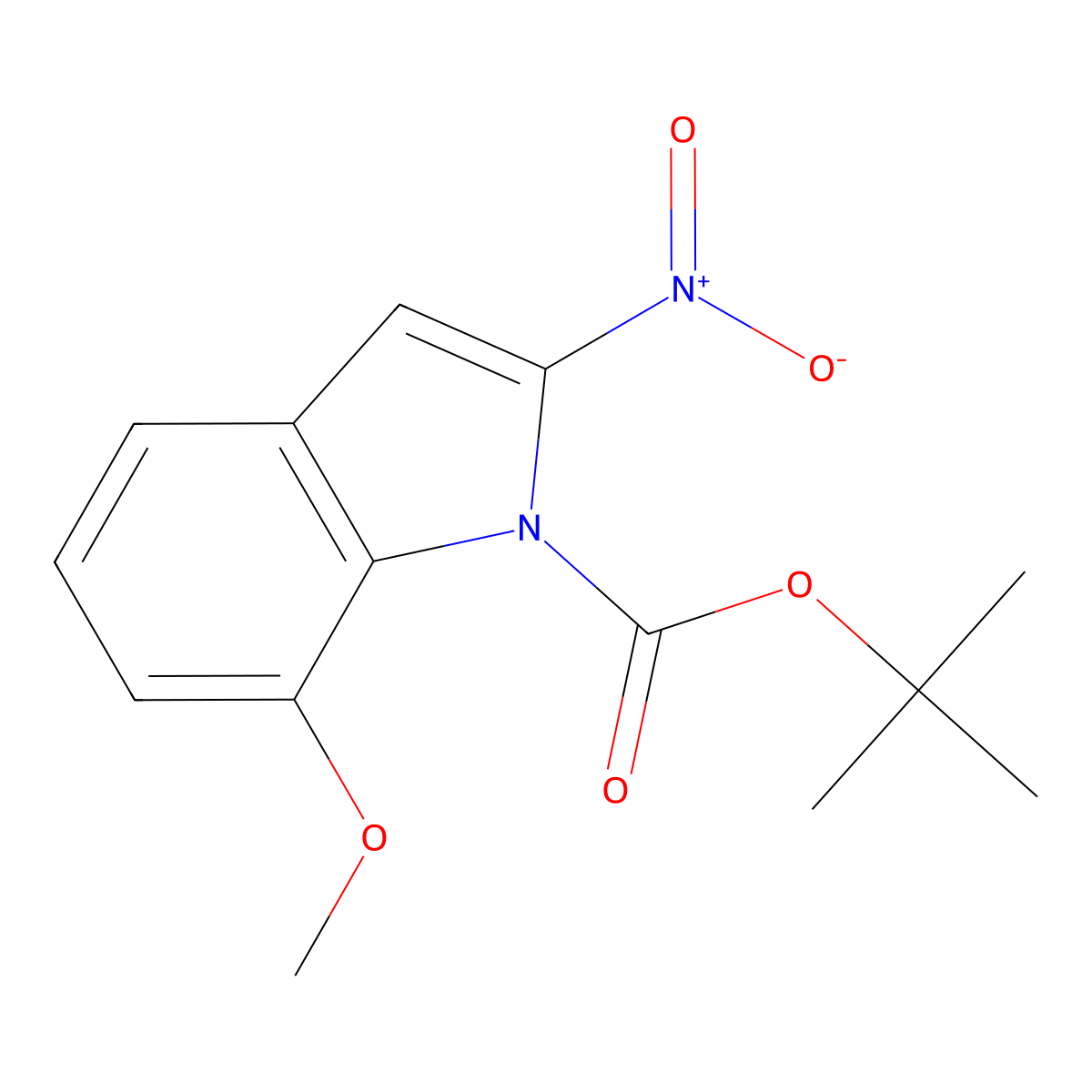 tert-butyl 7-methoxy-2-nitro-1H-indole-1-carboxylate molecular structure, CAS 1881332-47-3