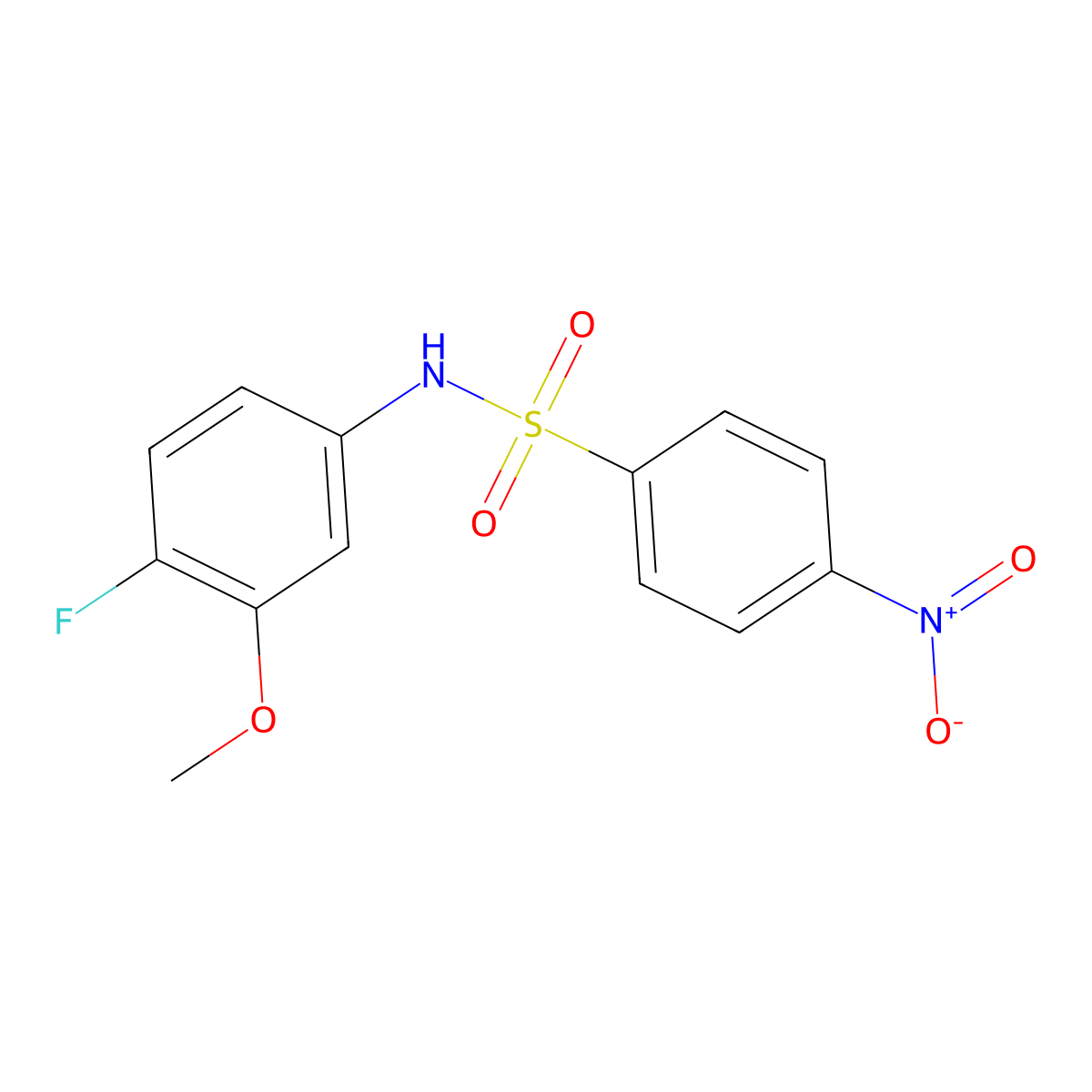 N-(4-fluoro-3-methoxyphenyl)-4-nitrobenzene-1-sulfonamide molecular structure, CAS 1881332-50-8
