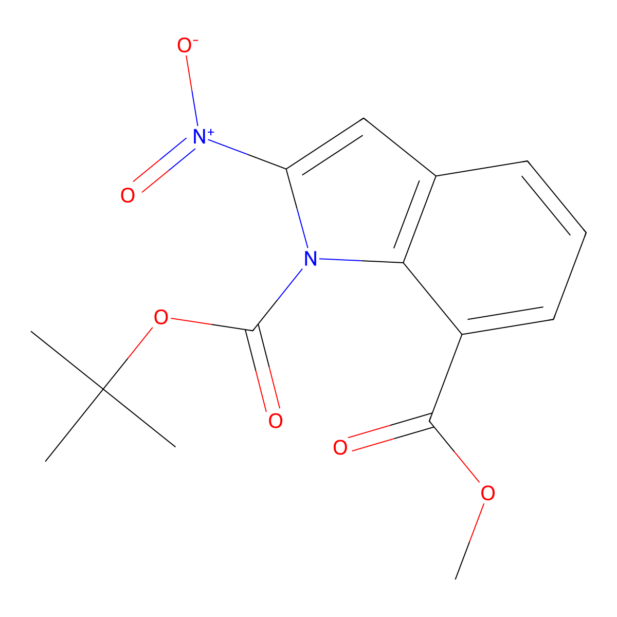 1-tert-butyl 7-methyl 2-nitro-1H-indole-1,7-dicarboxylate molecular structure, CAS 1881332-51-9