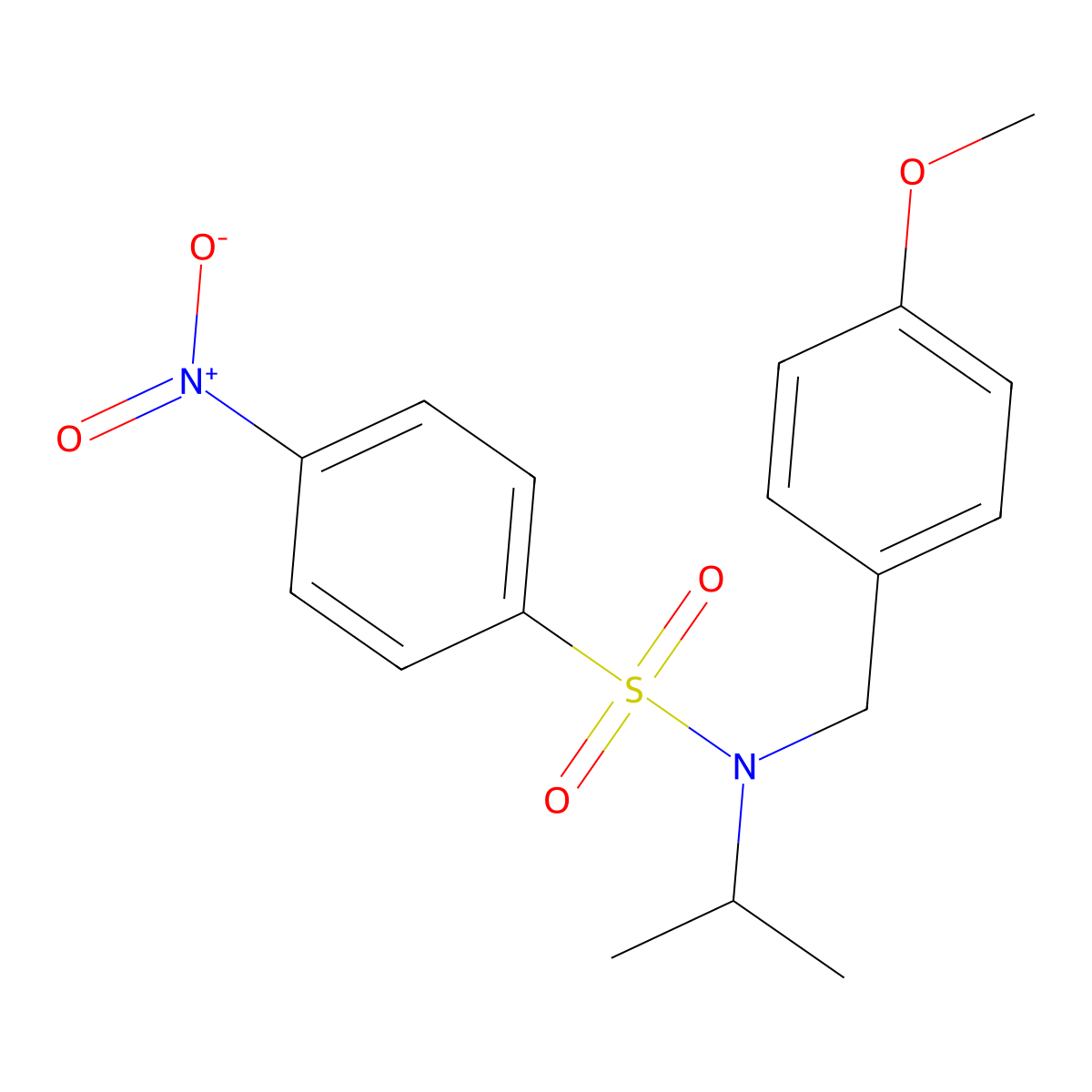 N-[(4-methoxyphenyl)methyl]-4-nitro-N-(propan-2-yl)benzene-1-sulfonamide molecular structure, CAS 1881332-53-1