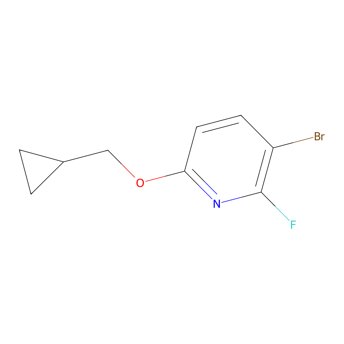 3-Bromo-6-(cyclopropylmethoxy)-2-fluoropyridine molecular structure, CAS 1881332-58-6