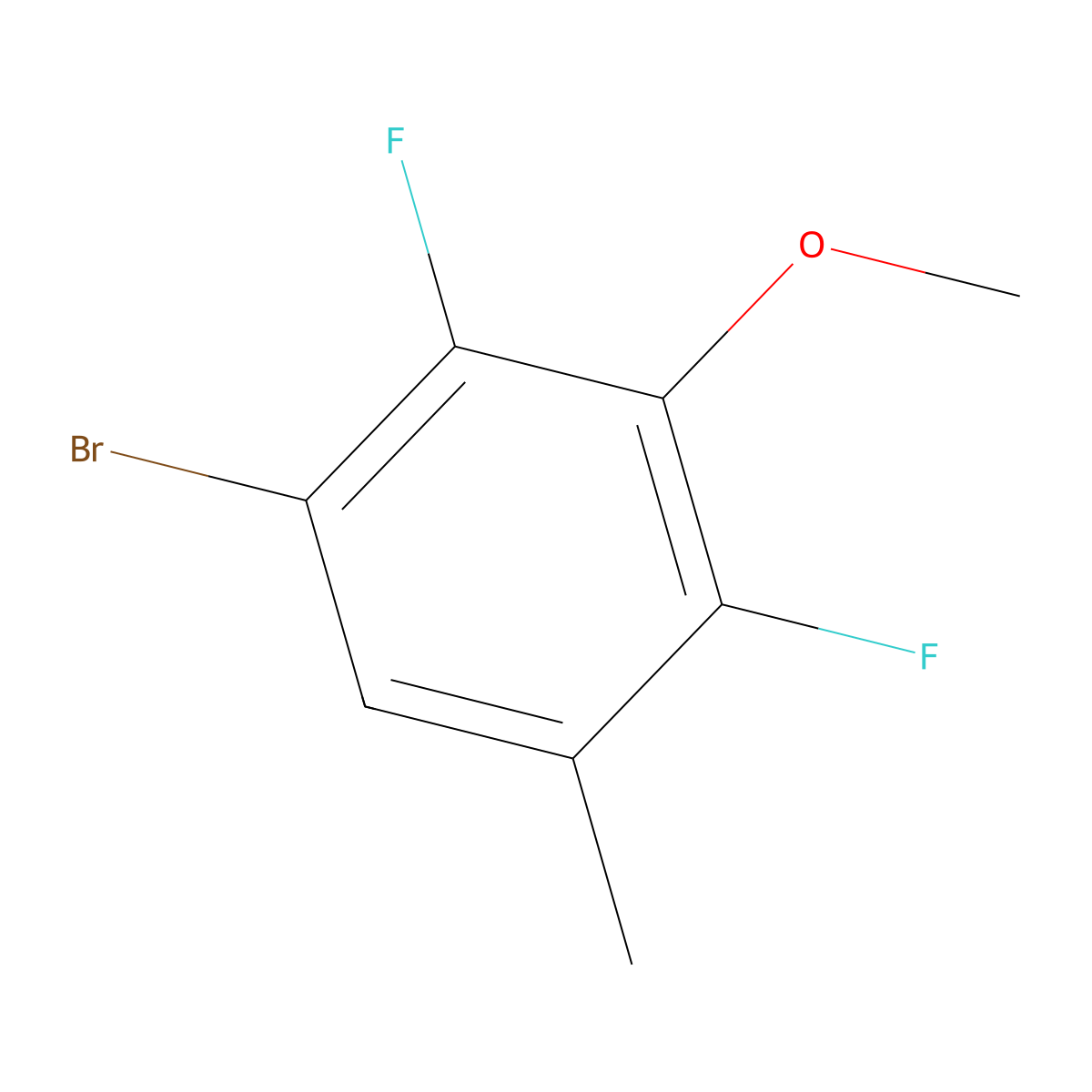 1-Bromo-2,4-difluoro-3-methoxy-5-methylbenzene molecular structure, CAS 1881332-59-7