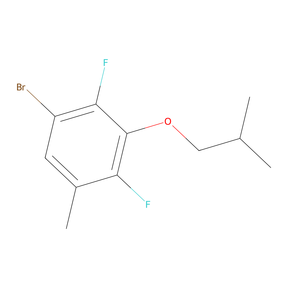1-Bromo-2,4-difluoro-5-methyl-3-(2-methylpropoxy)benzene molecular structure, CAS 1881332-64-4