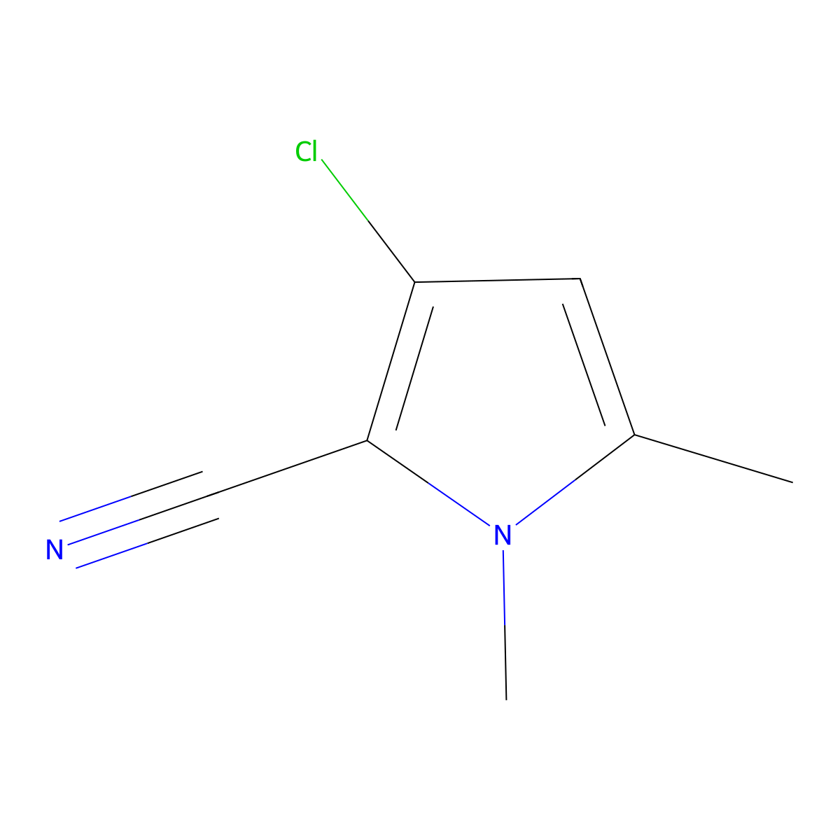 3-chloro-1,5-dimethyl-1H-pyrrole-2-carbonitrile molecular structure, CAS 1881332-74-6