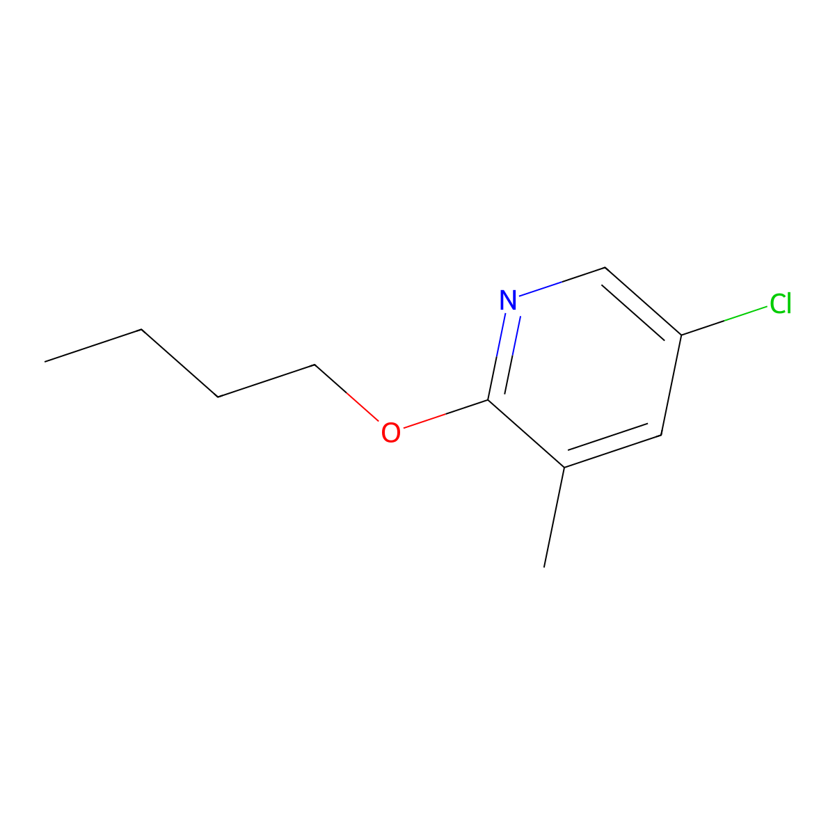 2-Butoxy-5-chloro-3-methylpyridine molecular structure, CAS 1881332-75-7