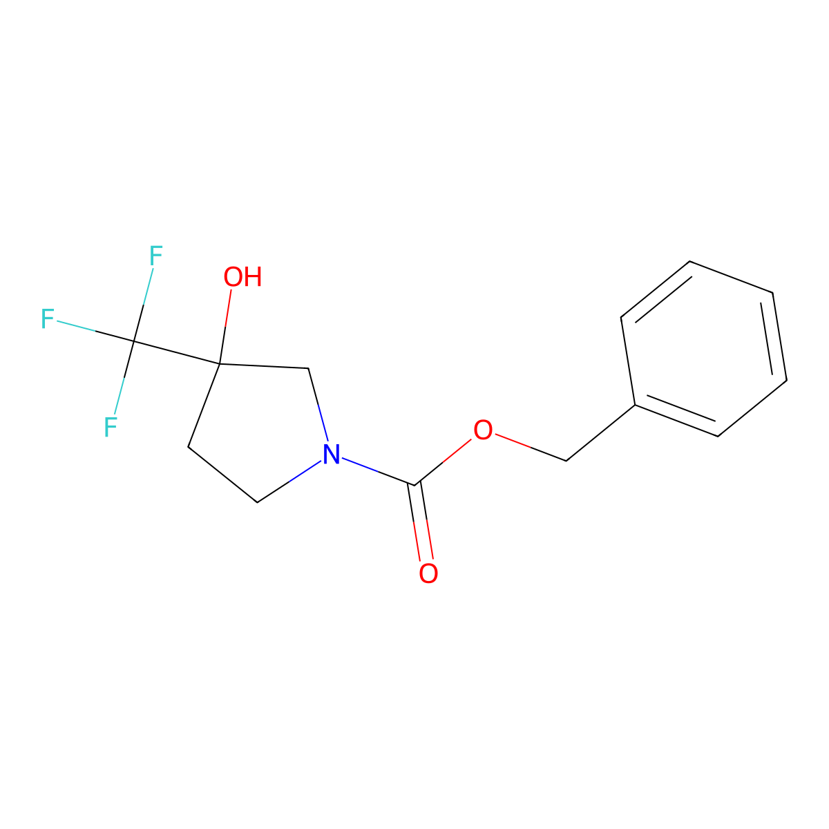 Benzyl 3-hydroxy-3-(trifluoromethyl)pyrrolidine-1-carboxylate molecular structure, CAS 1881380-67-1