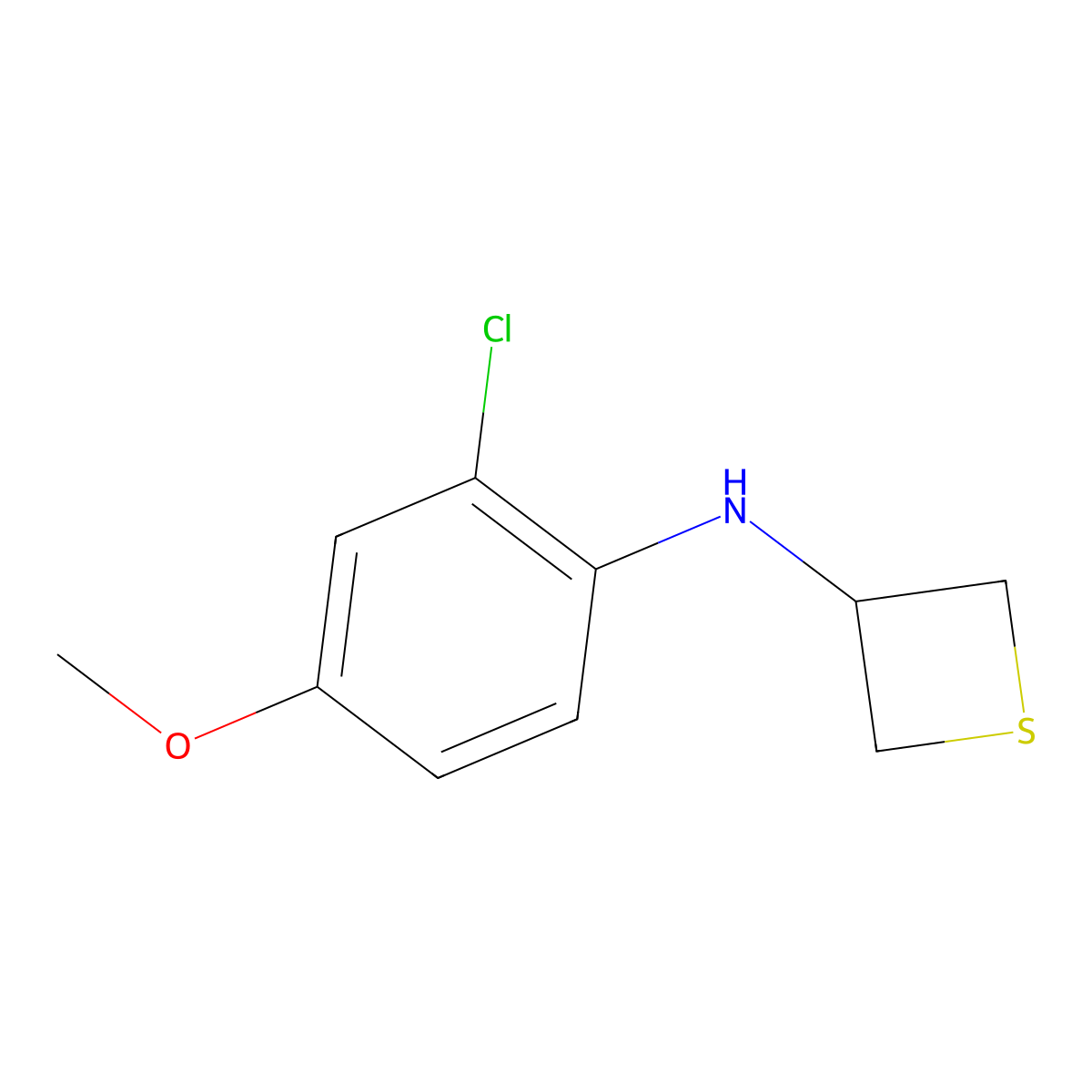 N-(2-Chloro-4-methoxyphenyl)thietan-3-amine molecular structure, CAS 1881396-13-9