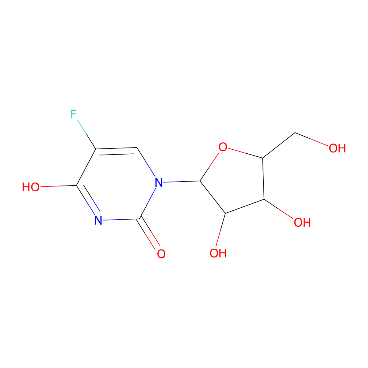 5-Fluoro-1-pentofuranosylpyrimidine-2,4(1H,3H)-dione molecular structure, CAS 18814-21-6