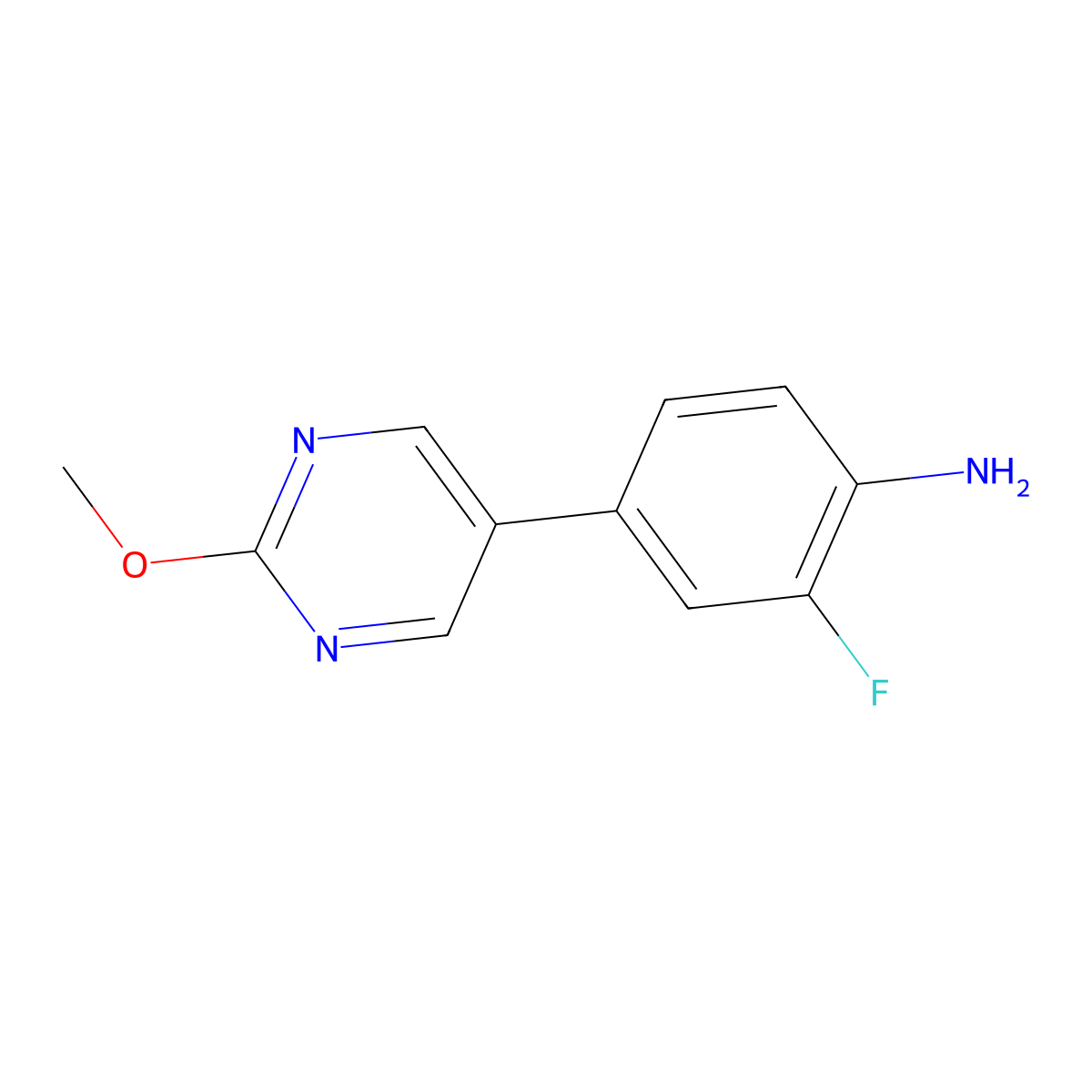 2-Fluoro-4-(2-methoxypyrimidin-5-yl)aniline molecular structure, CAS 1881400-13-0