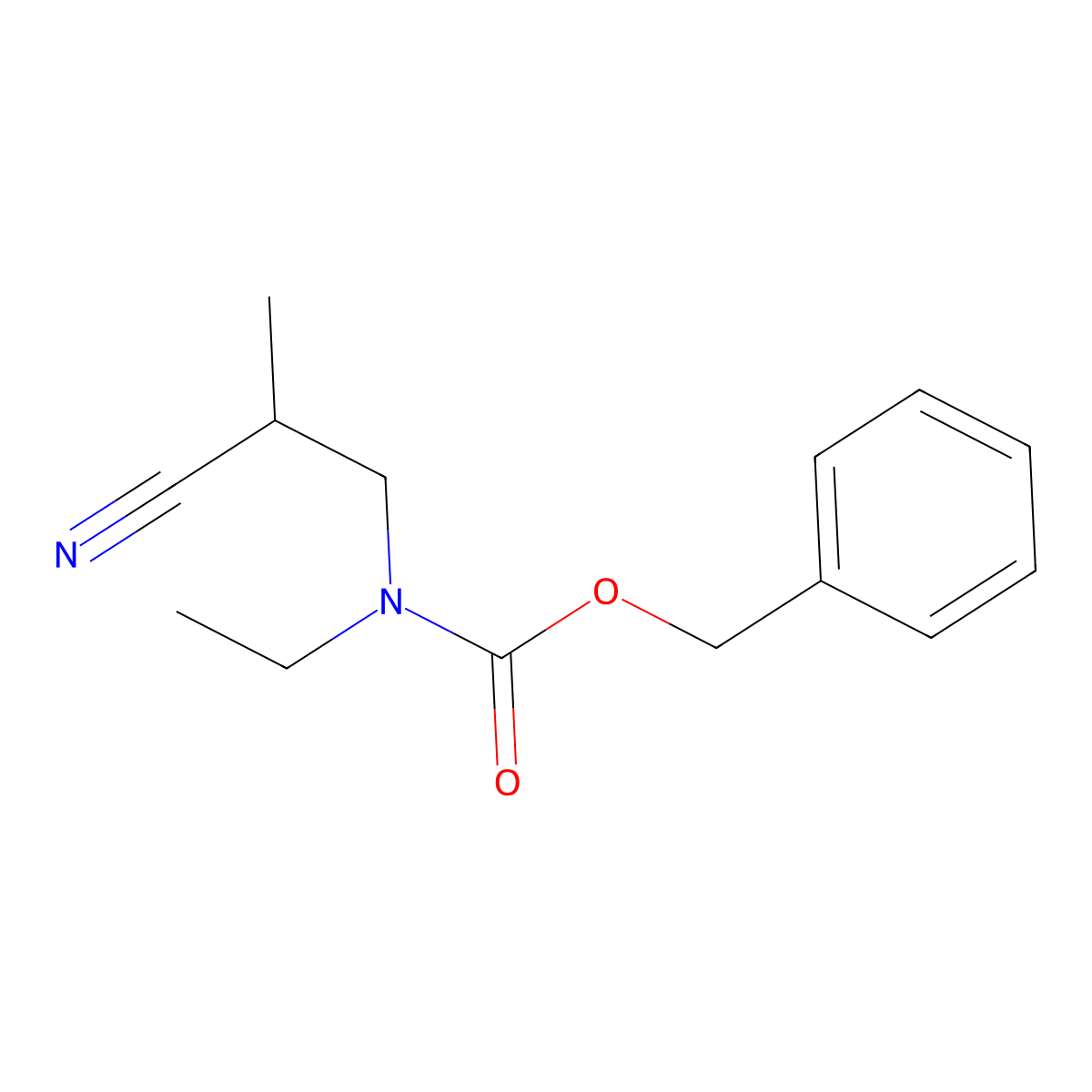 benzyl N-(2-cyano-2-methylethyl)-N-ethylcarbamate molecular structure, CAS 1881403-34-4
