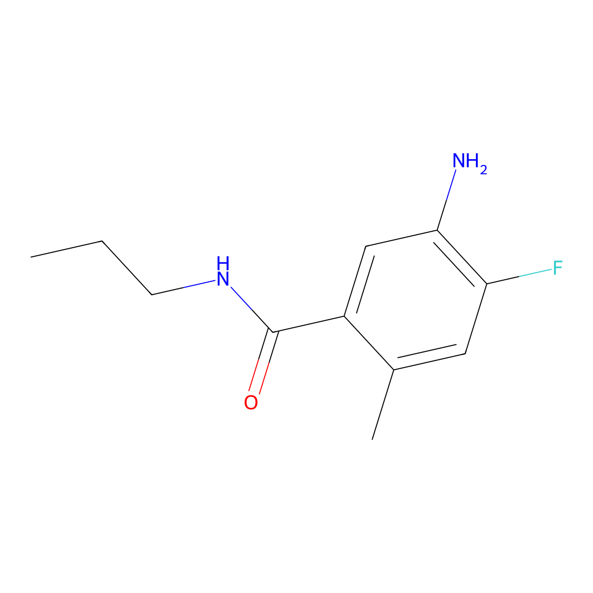 5-Amino-4-fluoro-2-methyl-N-propyl-benzamide molecular structure, CAS 1881414-75-0