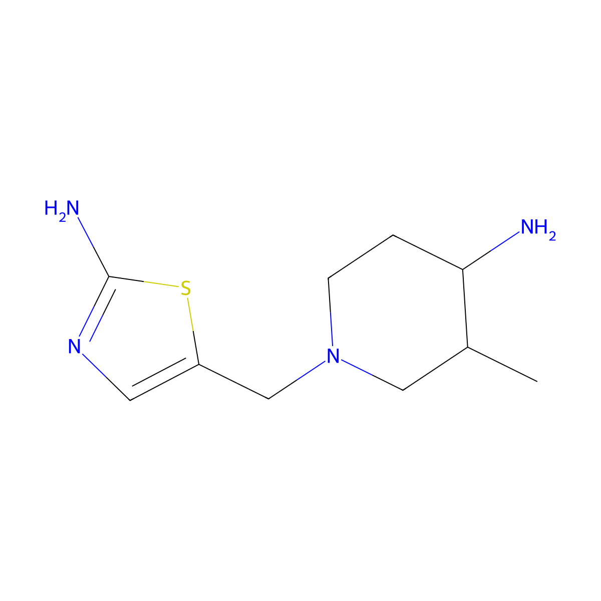 1-[(2-Amino-1,3-thiazol-5-yl)methyl]-3-methylpiperidin-4-amine molecular structure, CAS 1881414-78-3