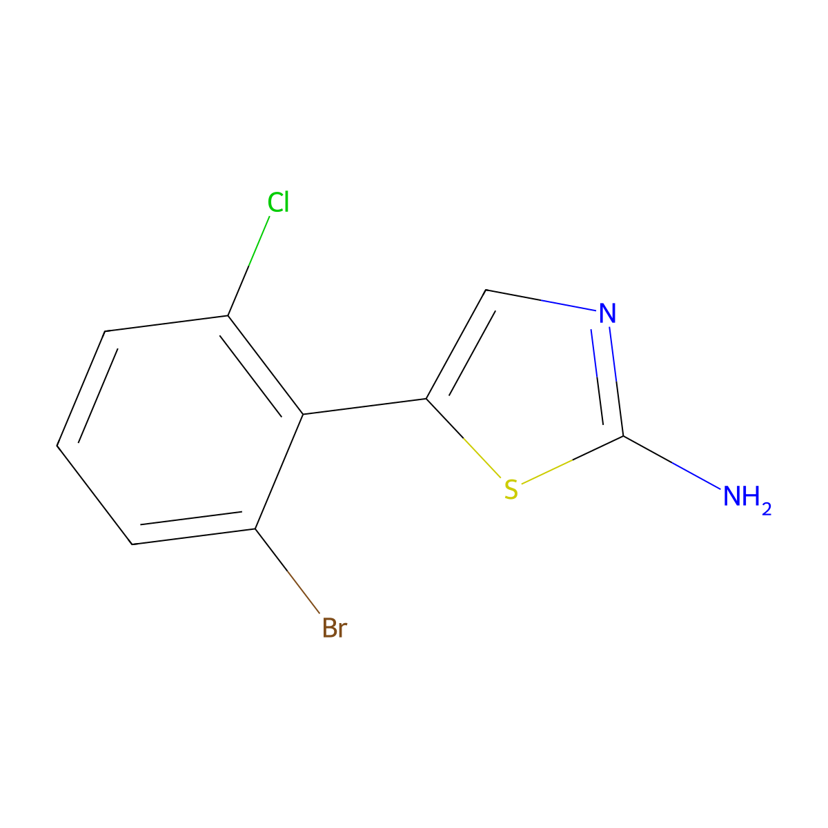 5-(2-Bromo-6-chlorophenyl)thiazol-2-amine molecular structure, CAS 1881444-46-7