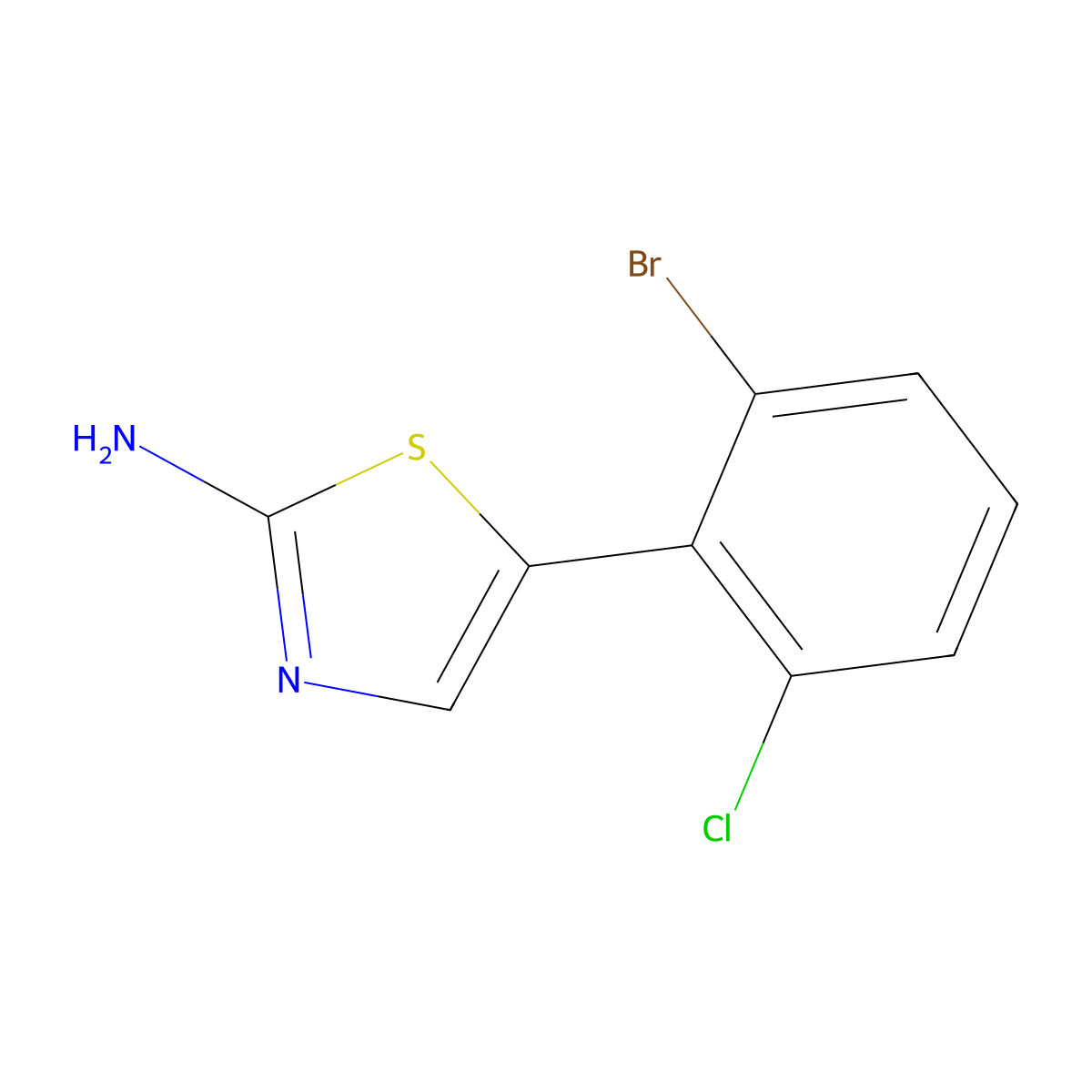 5-(2-Bromo-6-chlorophenyl)thiazol-2-amine molecular structure, CAS 1881444-46-7