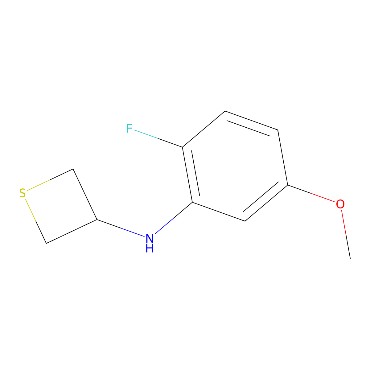 N-(2-Fluoro-5-methoxyphenyl)thietan-3-amine molecular structure, CAS 1881453-73-1