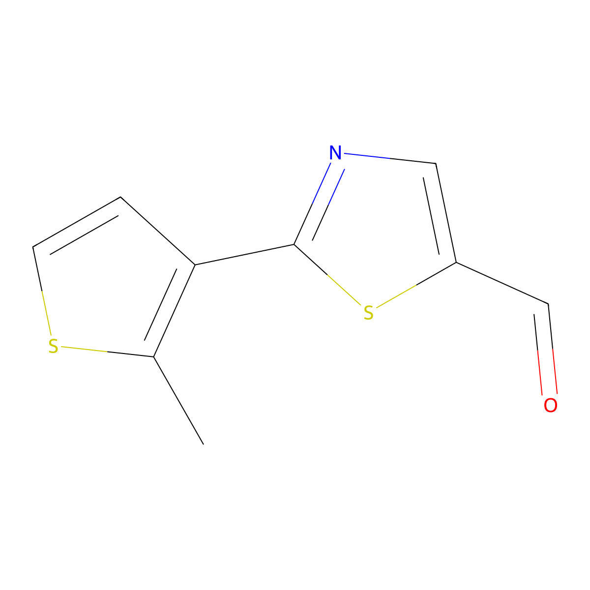 2-(2-Methylthiophen-3-yl)thiazole-5-carbaldehyde molecular structure, CAS 1881476-46-5