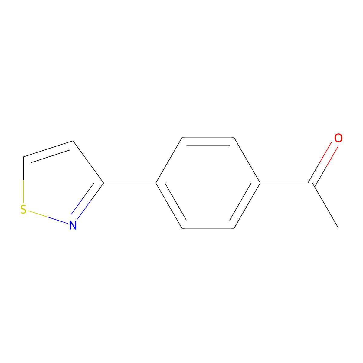 1-[4-(1,2-Thiazol-3-yl)phenyl]ethan-1-one molecular structure, CAS 1881505-32-3
