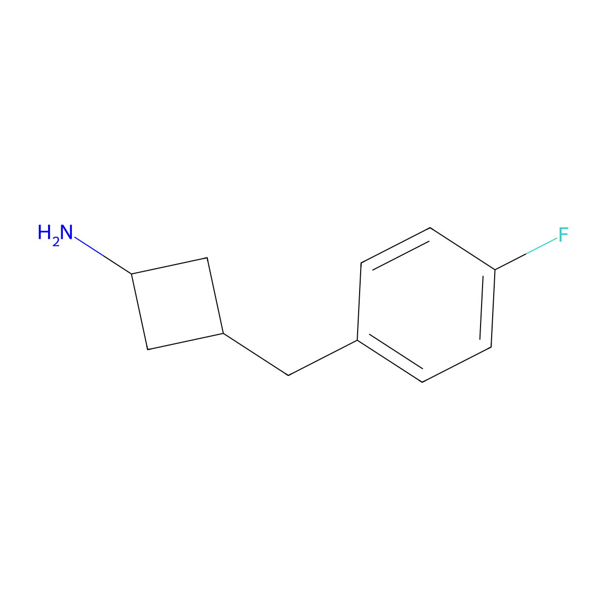 3-[(4-Fluorophenyl)methyl]cyclobutan-1-amine molecular structure, CAS 1881531-40-3
