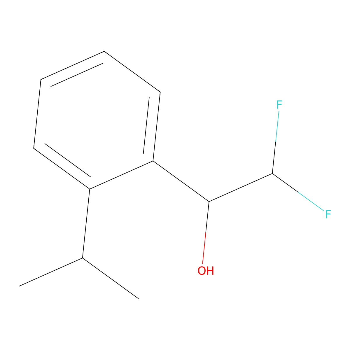 2,2-Difluoro-1-[2-(propan-2-yl)phenyl]ethan-1-ol molecular structure, CAS 1881577-91-8