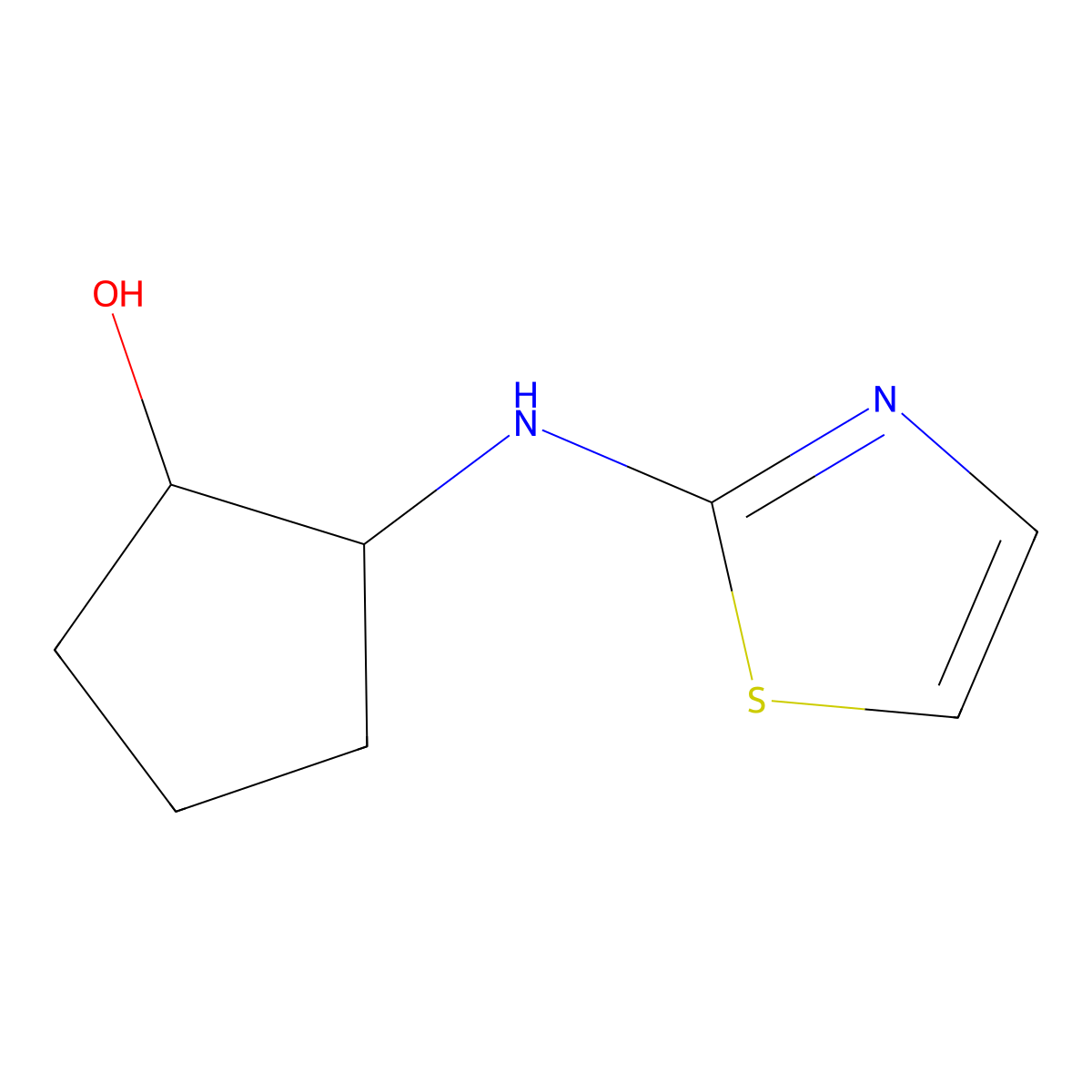 2-[(1,3-Thiazol-2-yl)amino]cyclopentan-1-ol molecular structure, CAS 1881595-95-4