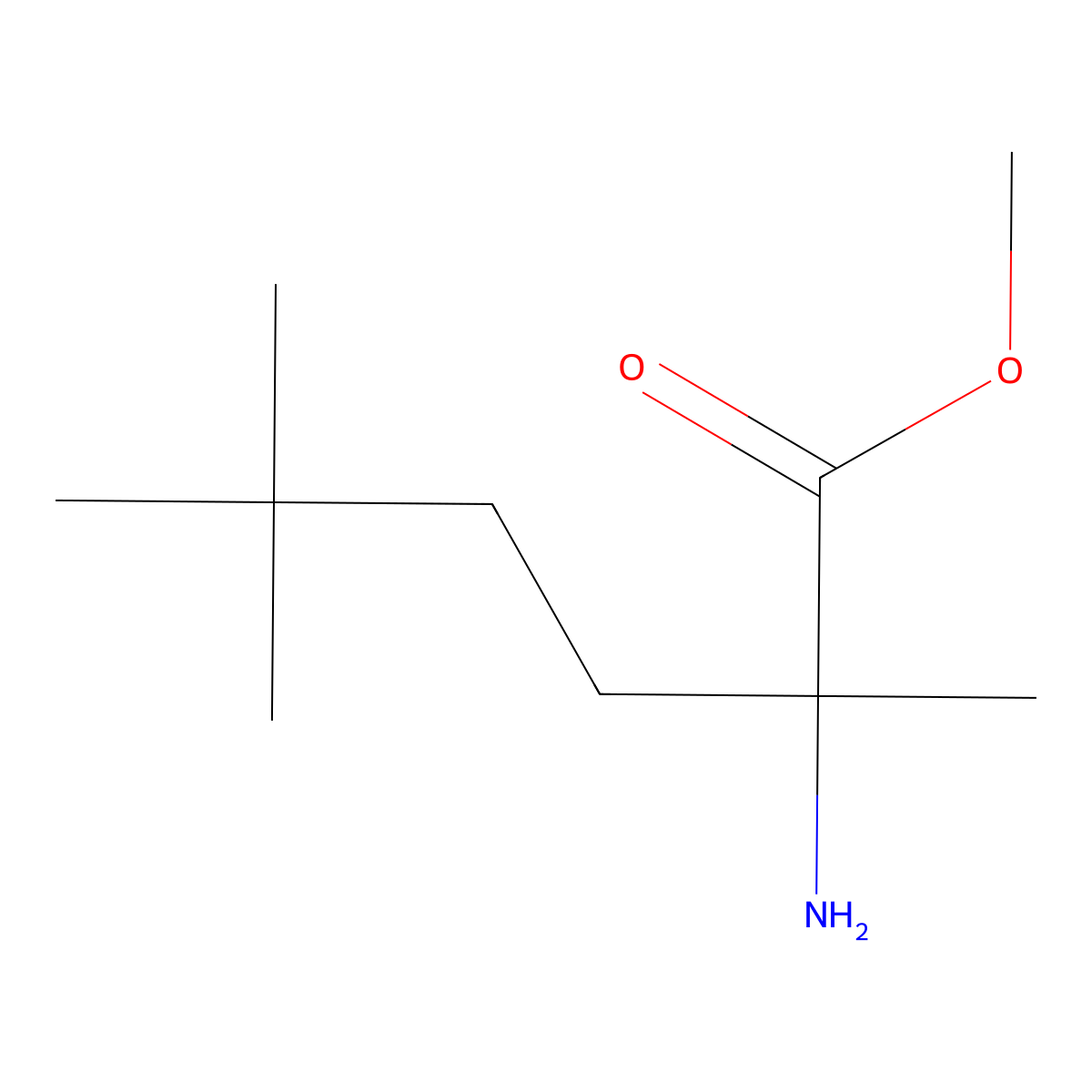 Methyl 2-amino-2,5,5-trimethylhexanoate molecular structure, CAS 1881641-59-3