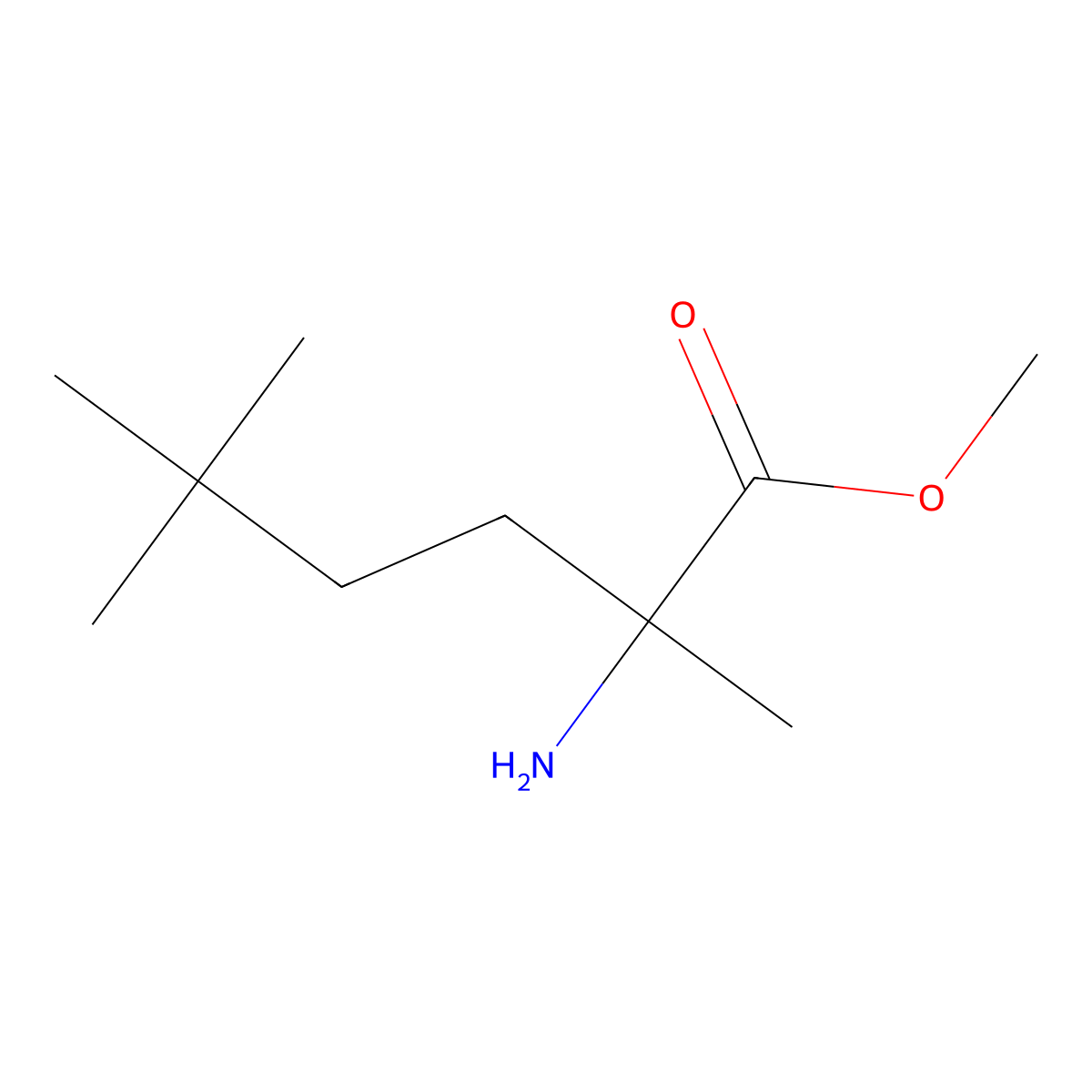 Methyl 2-amino-2,5,5-trimethylhexanoate molecular structure, CAS 1881641-59-3