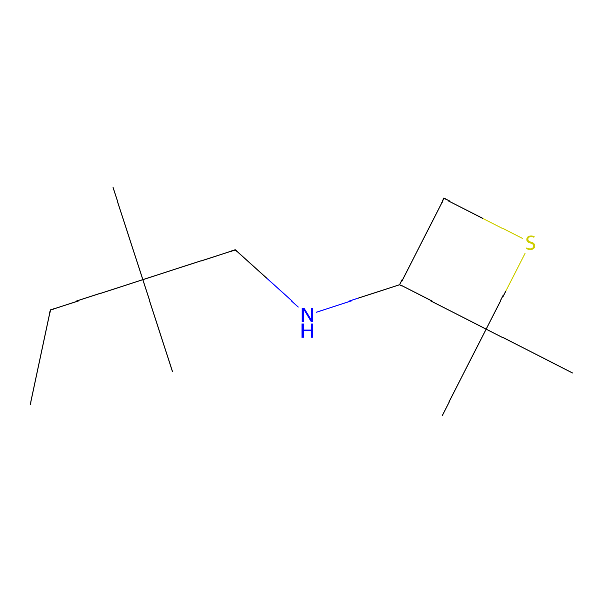 N-(2,2-Dimethylbutyl)-2,2-dimethylthietan-3-amine molecular structure, CAS 1881643-15-7