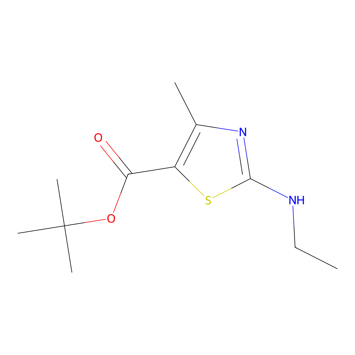 Tert-butyl 2-(ethylamino)-4-methyl-1,3-thiazole-5-carboxylate molecular structure, CAS 1881663-45-1